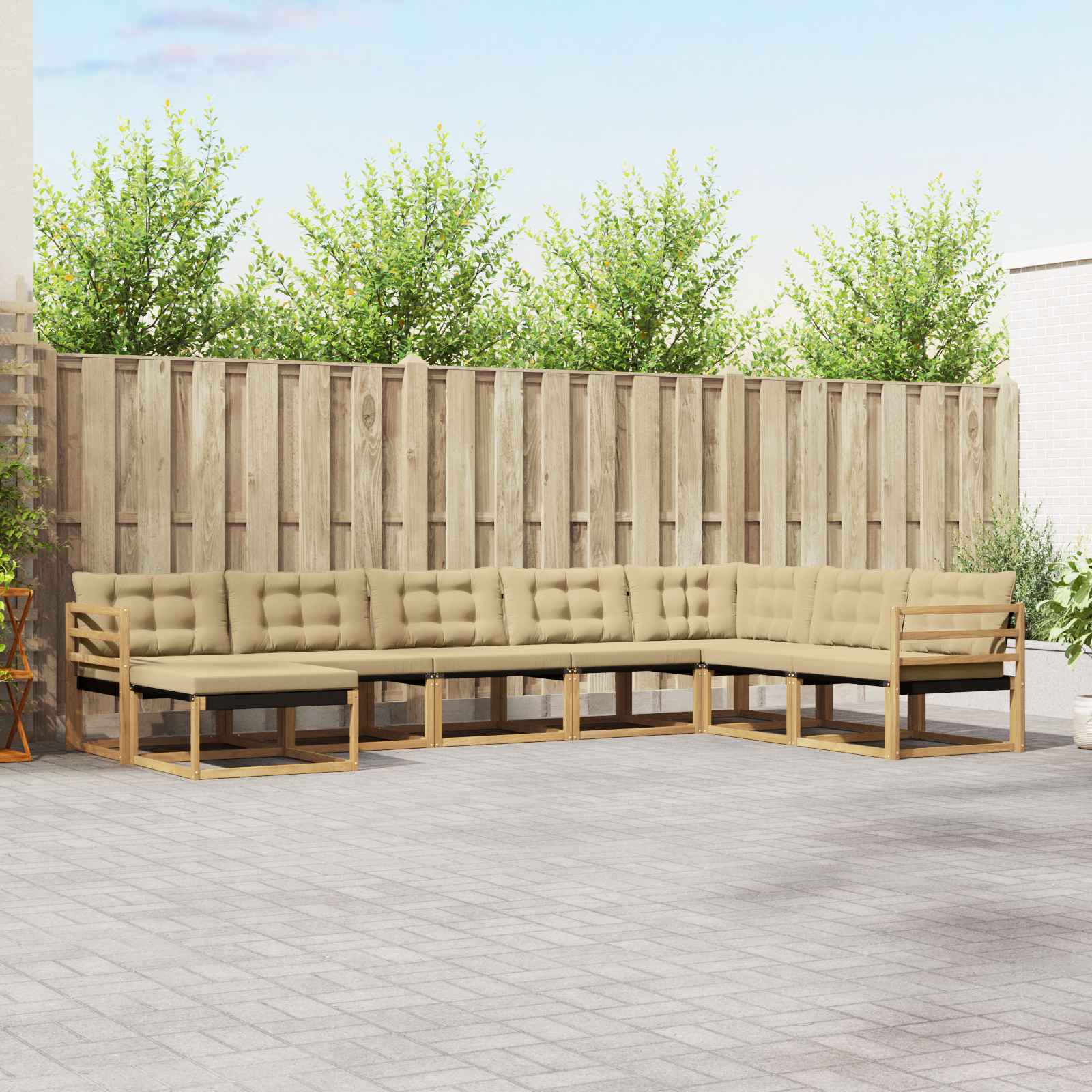 Set vanjskih sofa s jastukom 8 pcs Bijela i bež