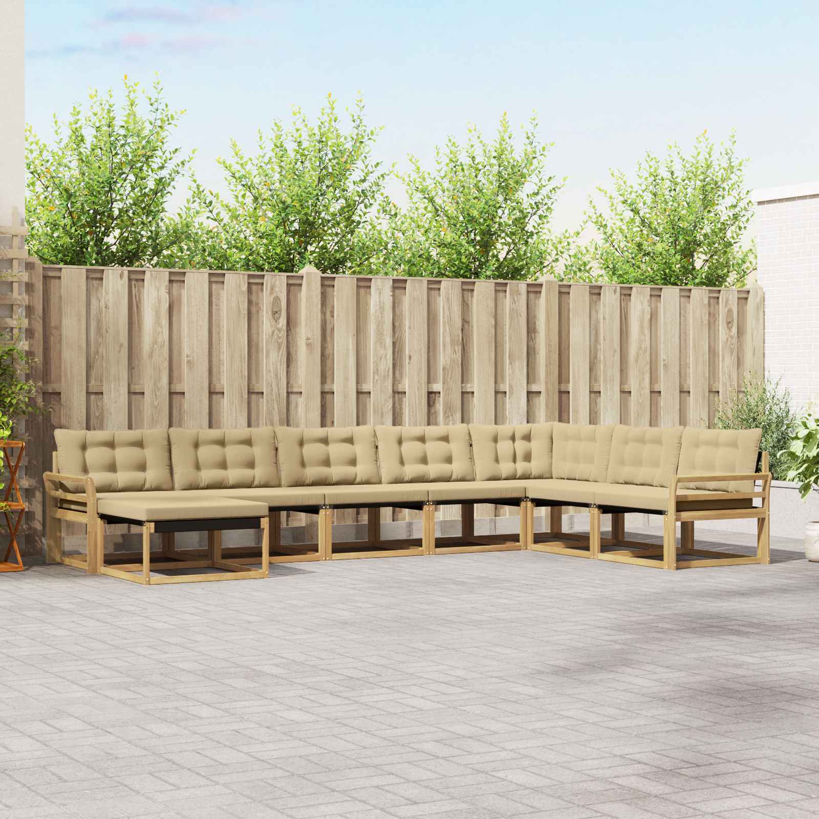 Set vanjskih sofa s jastukom 8 pcs Bijela i bež