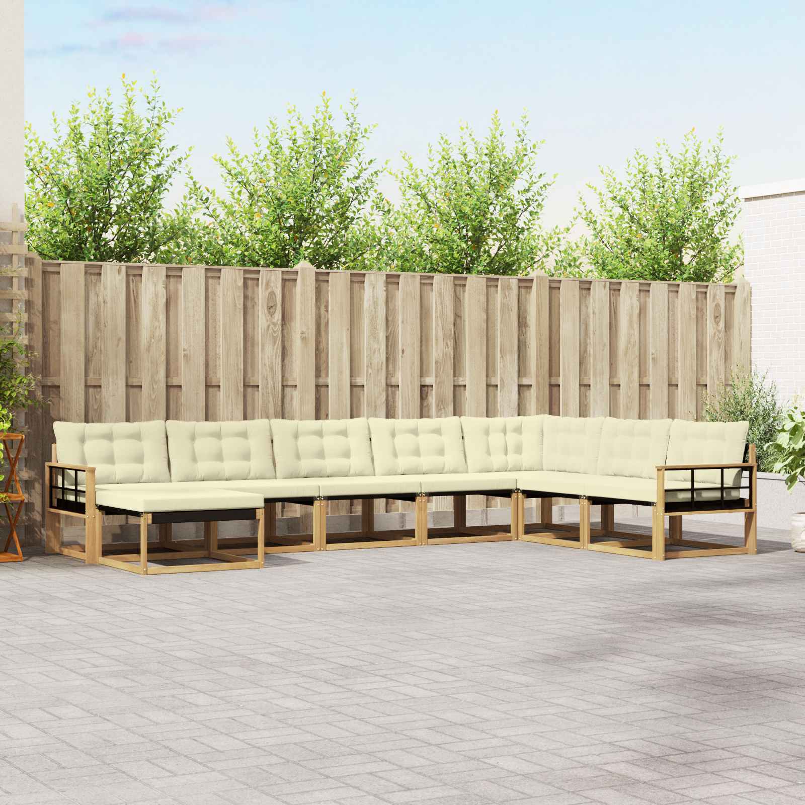 Set vanjskih sofa s jastukom 8 pcs Bijela i krem