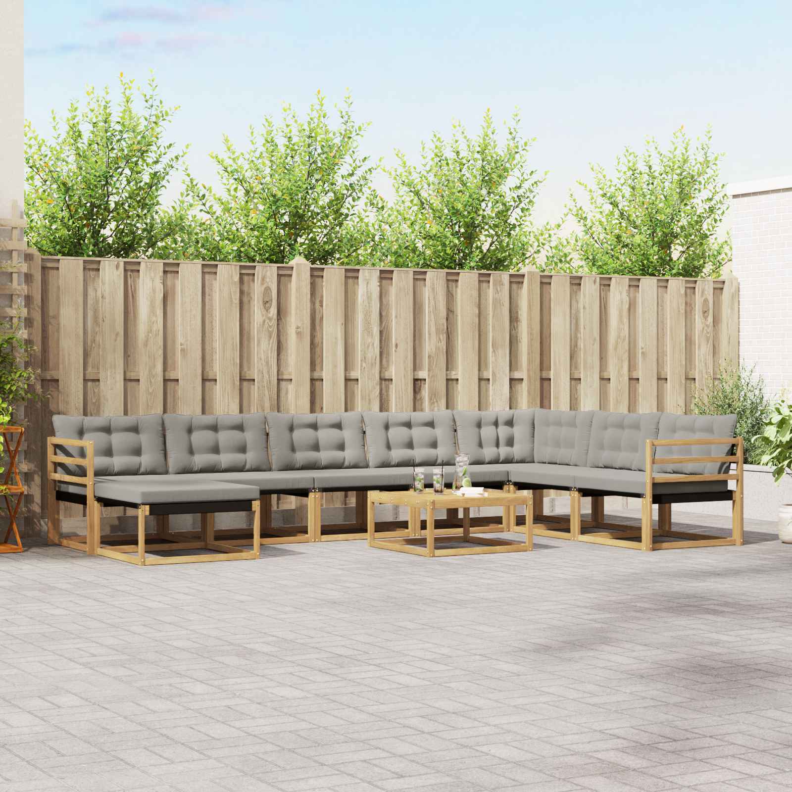 Set vanjskih sofa 9 pcs Bijela i svjetlosiva