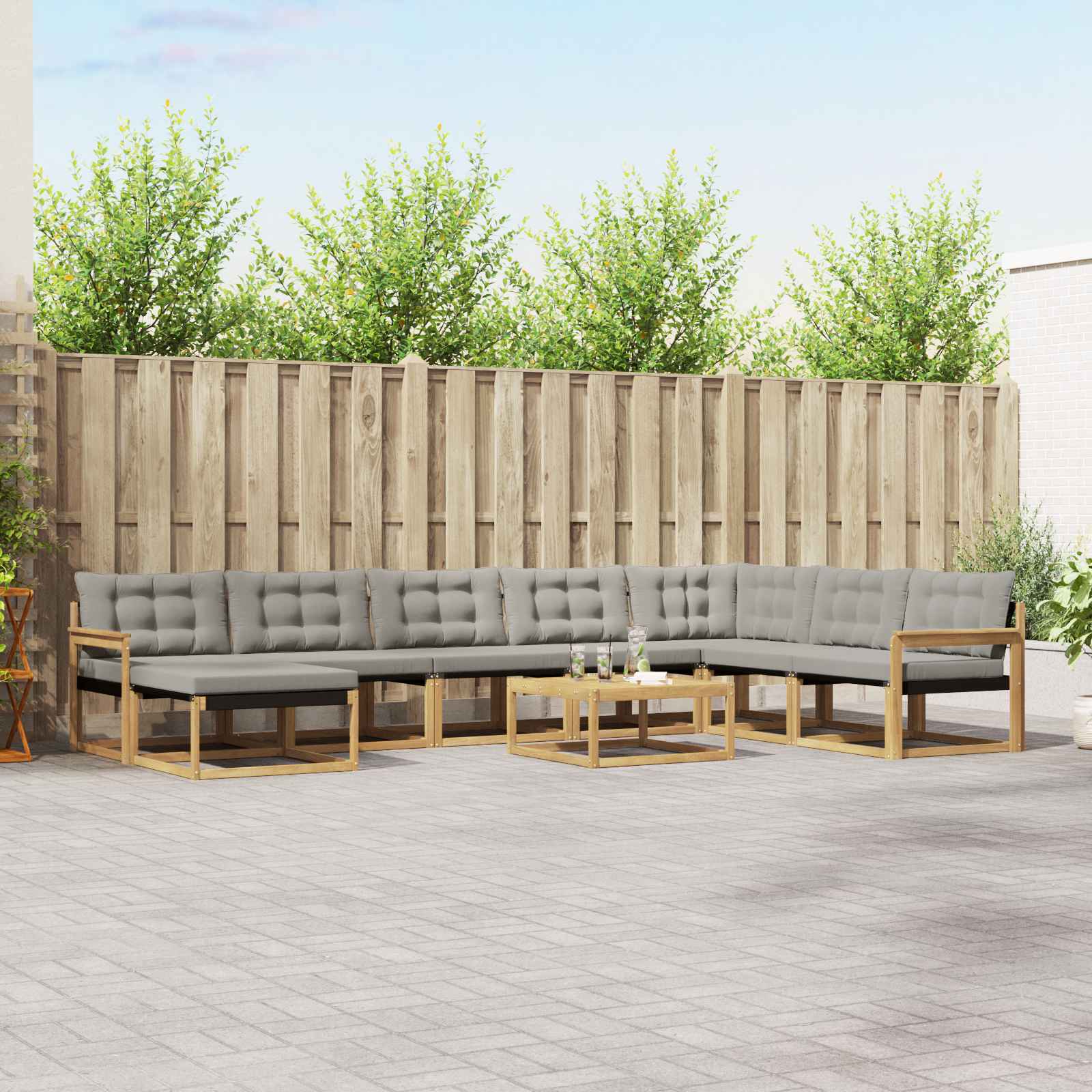 Set vanjskih sofa 9 pcs Bijela i svjetlosiva
