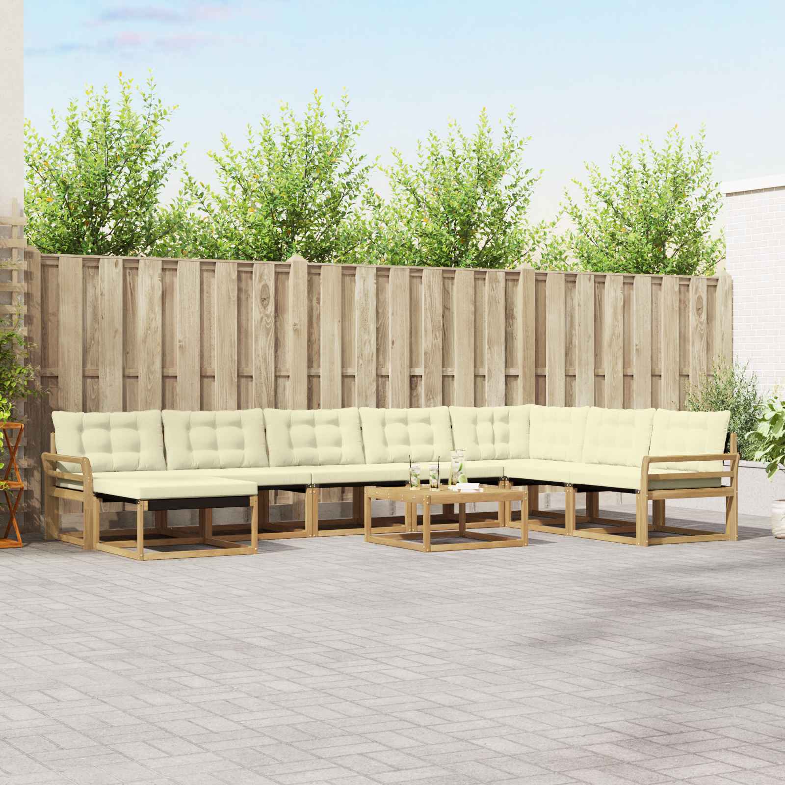 Set vanjskih sofa 9 pcs Bijela i krem 79 x 79 x 37 cm