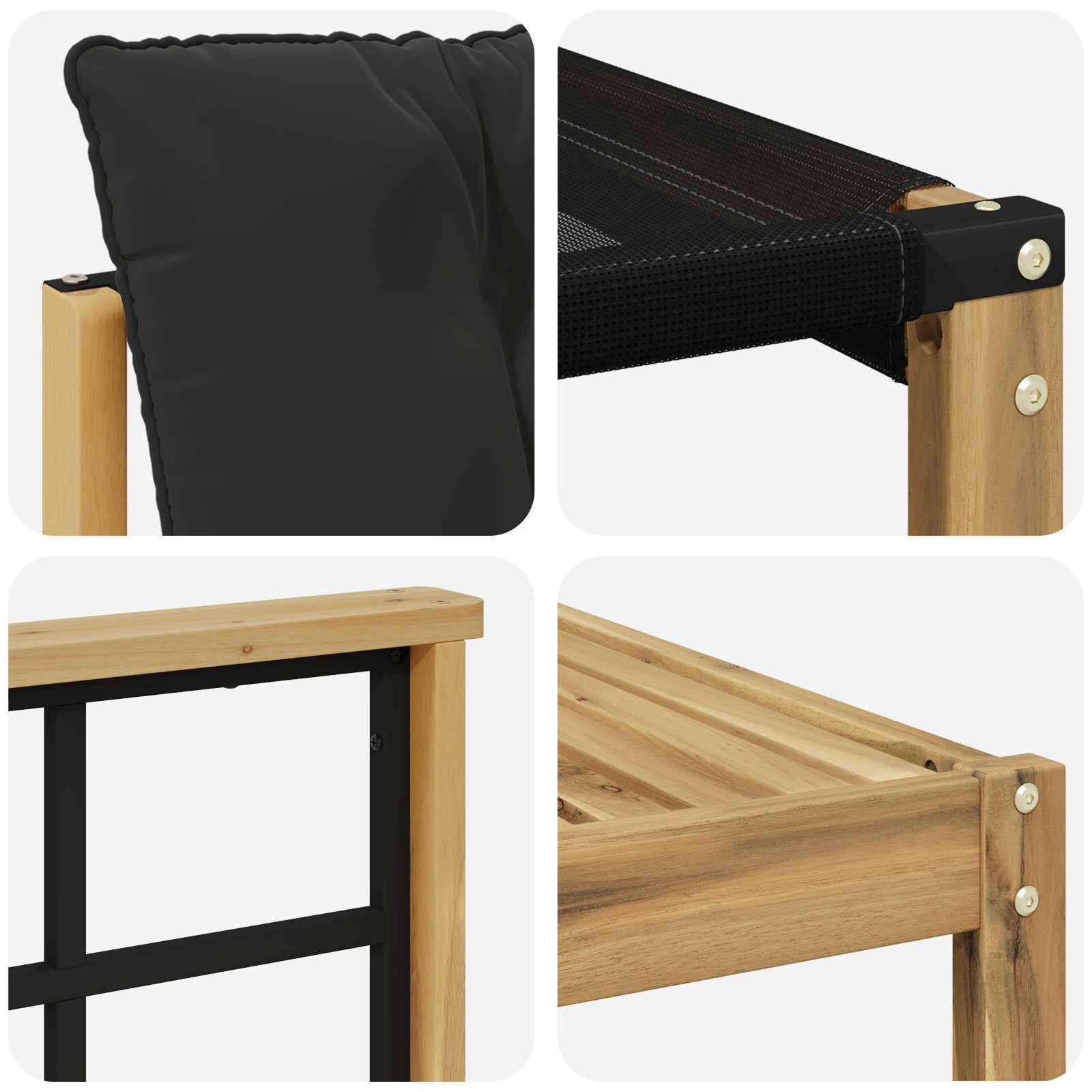 Set vanjskih sofa 9 pcs Bijela i crna Čvrsto drvo akacije