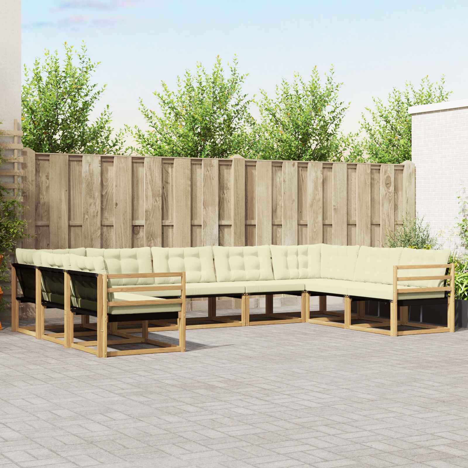 Set vanjskih sofa s jastukom 9 pcs Bijela i krem