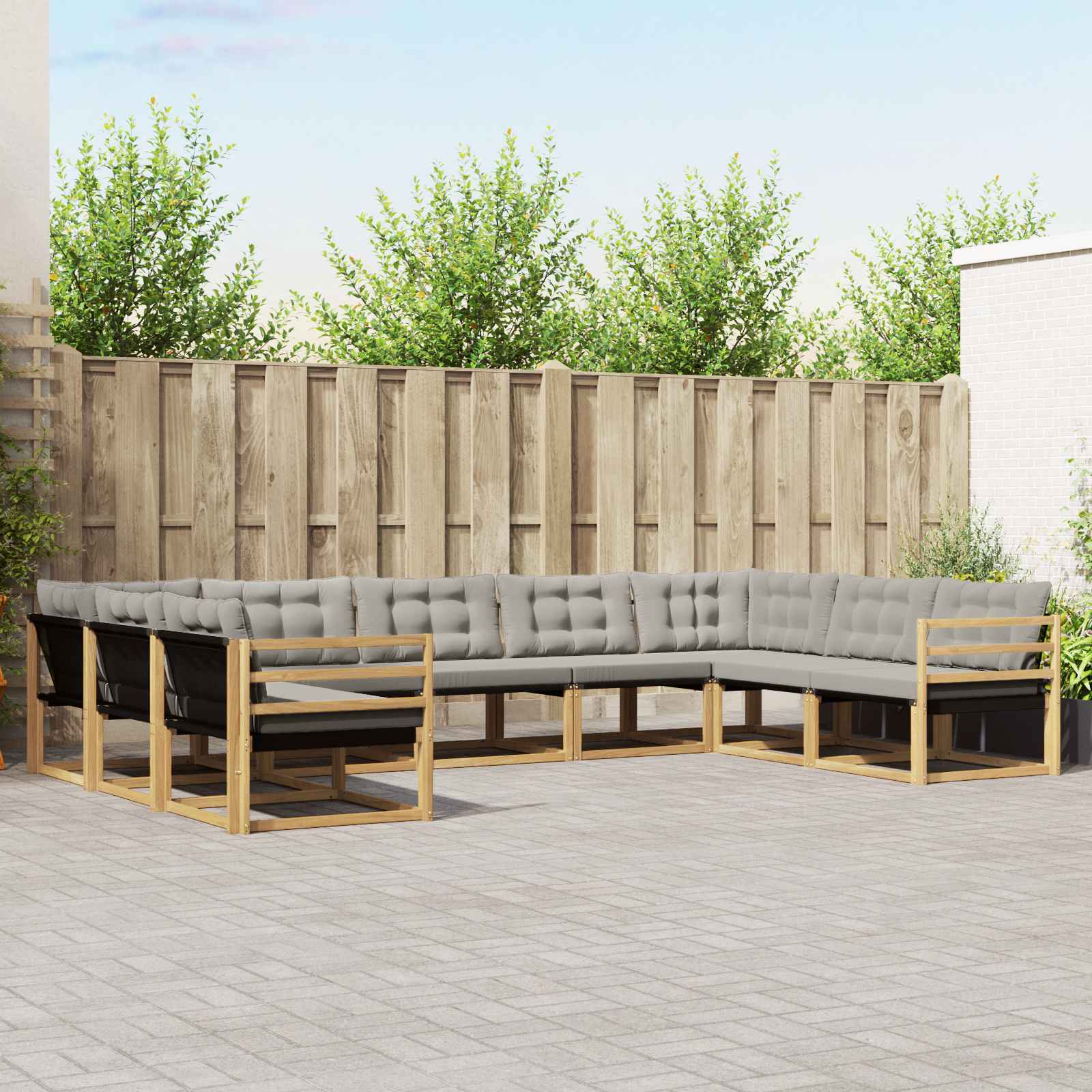 Set vanjskih sofa s jastukom 9 pcs Bijela i svjetlosiva