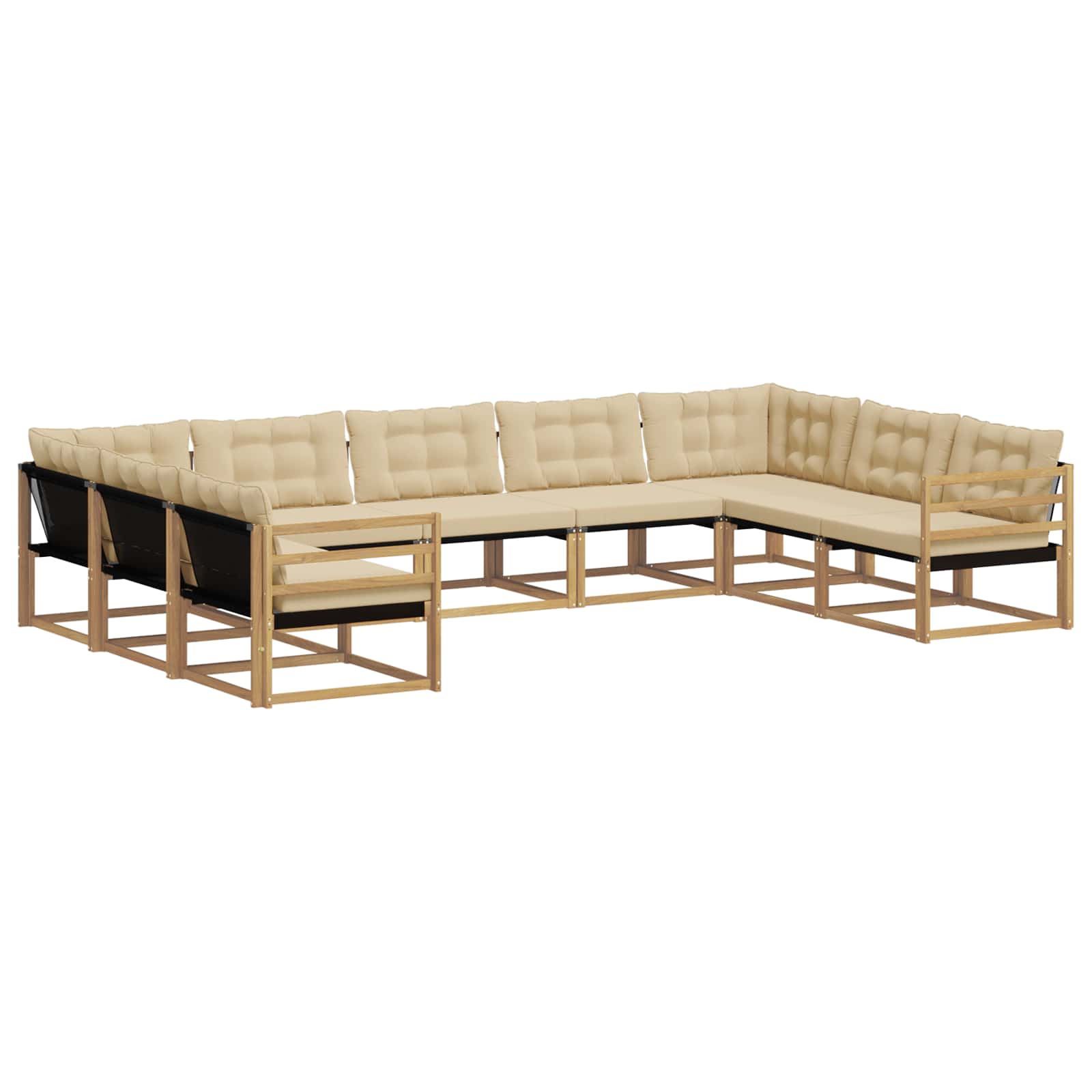 Set vanjskih sofa s jastukom 9 pcs Bijela i bež