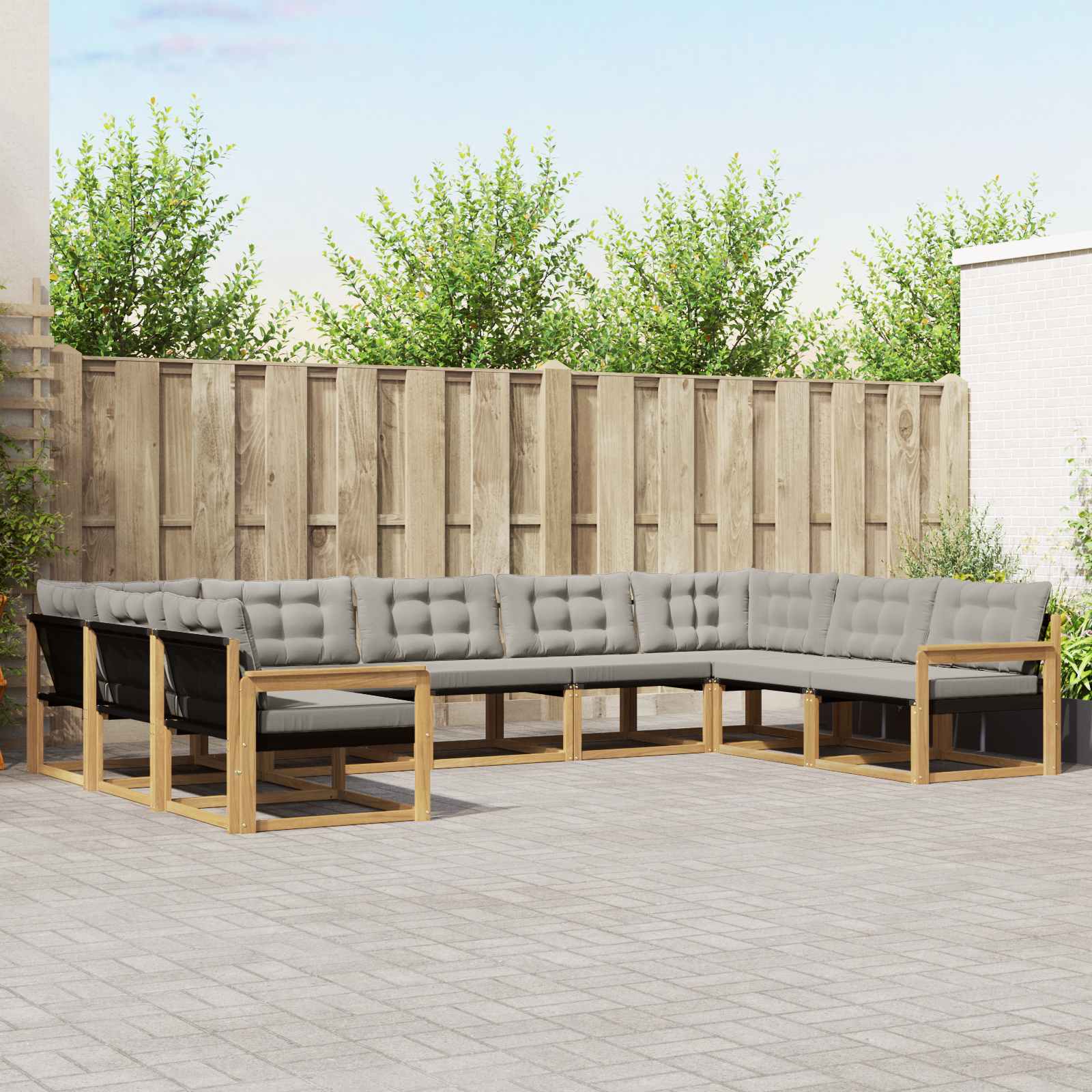 Set vanjskih sofa s jastukom 9 pcs Bijela i svjetlosiva