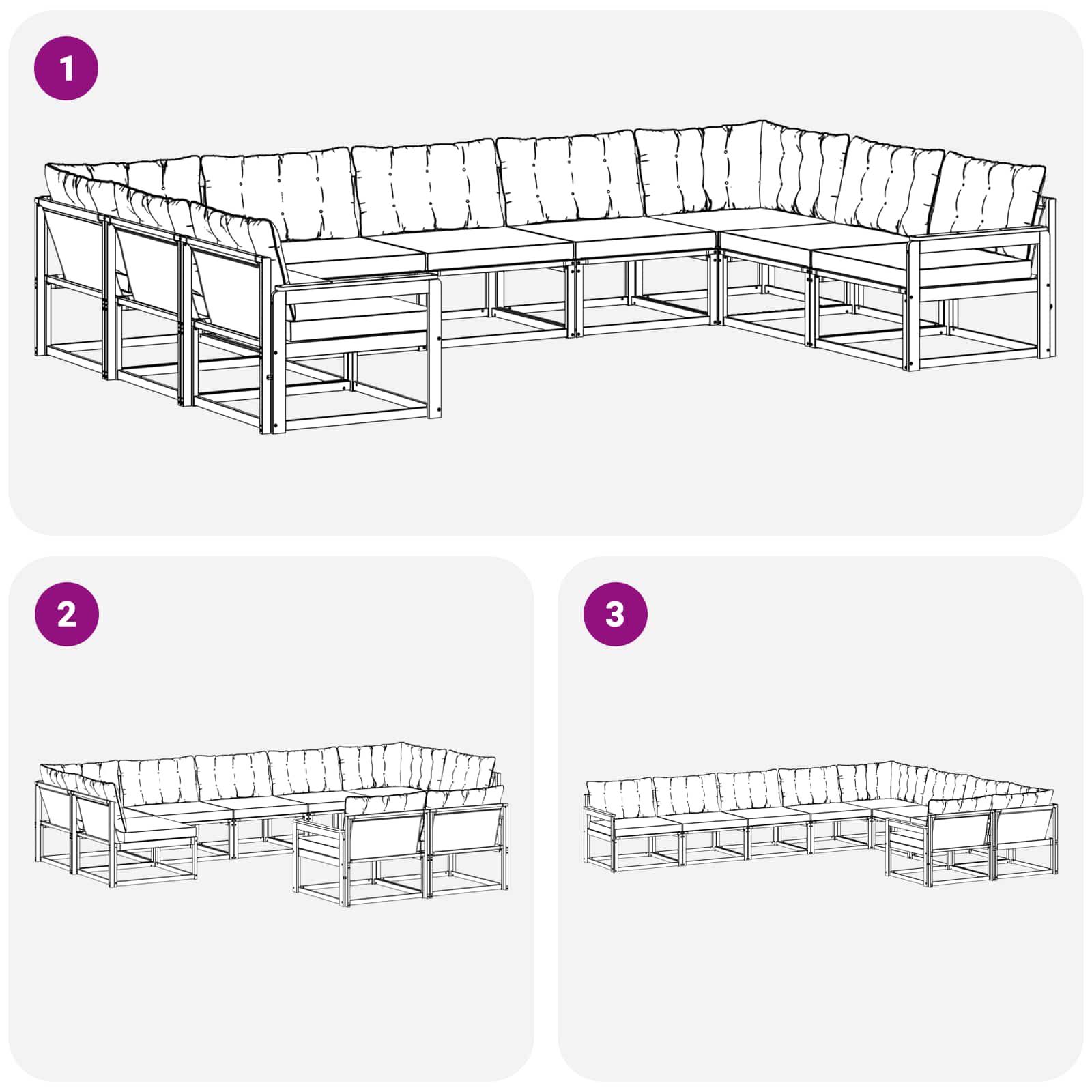 Set vanjskih sofa s jastukom 9 pcs Bijela i svjetlosiva
