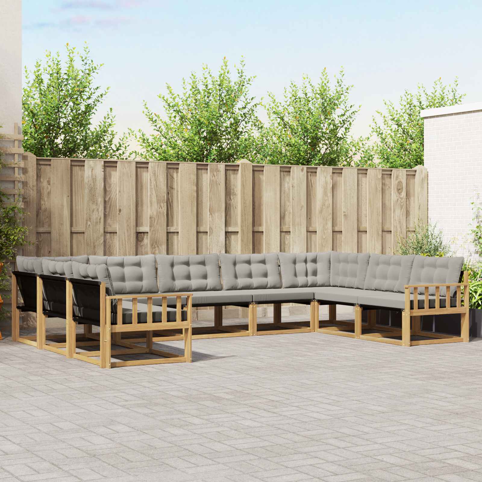 Set vanjskih sofa s jastukom 9 pcs Bijela i svjetlosiva