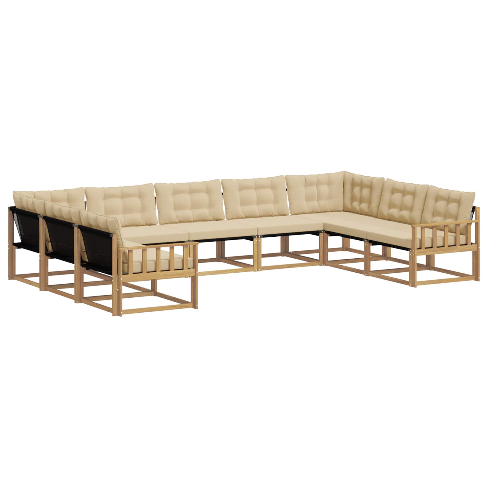 Set vanjskih sofa s jastukom 9 pcs Bijela i bež