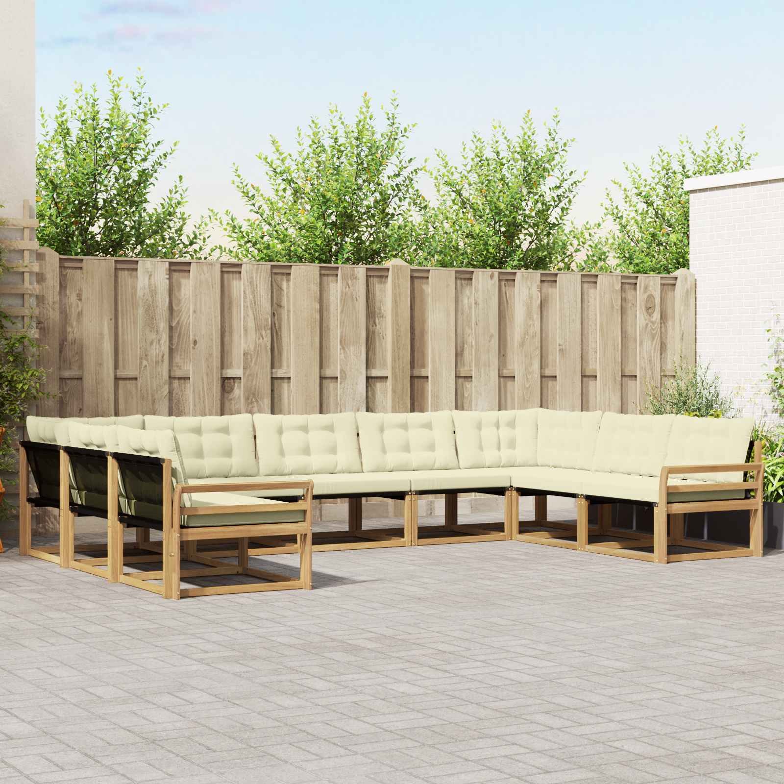 Set vanjskih sofa s jastukom 9 pcs Bijela i krem