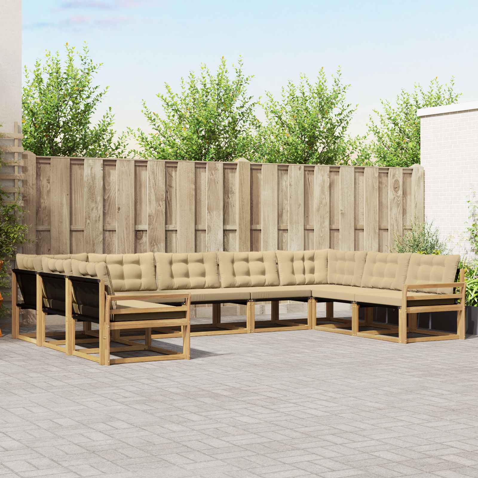 Set vanjskih sofa s jastukom 9 pcs Bijela i bež
