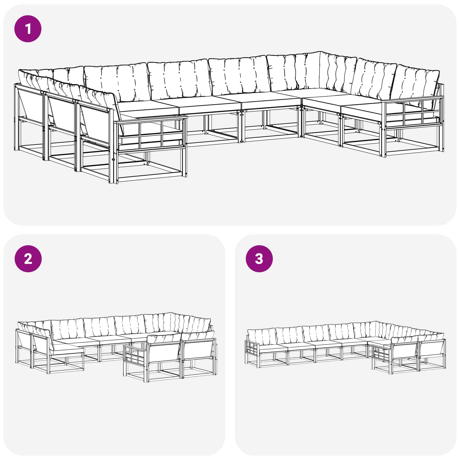 Set vanjskih sofa s jastukom 9 pcs Bijela i svjetlosiva