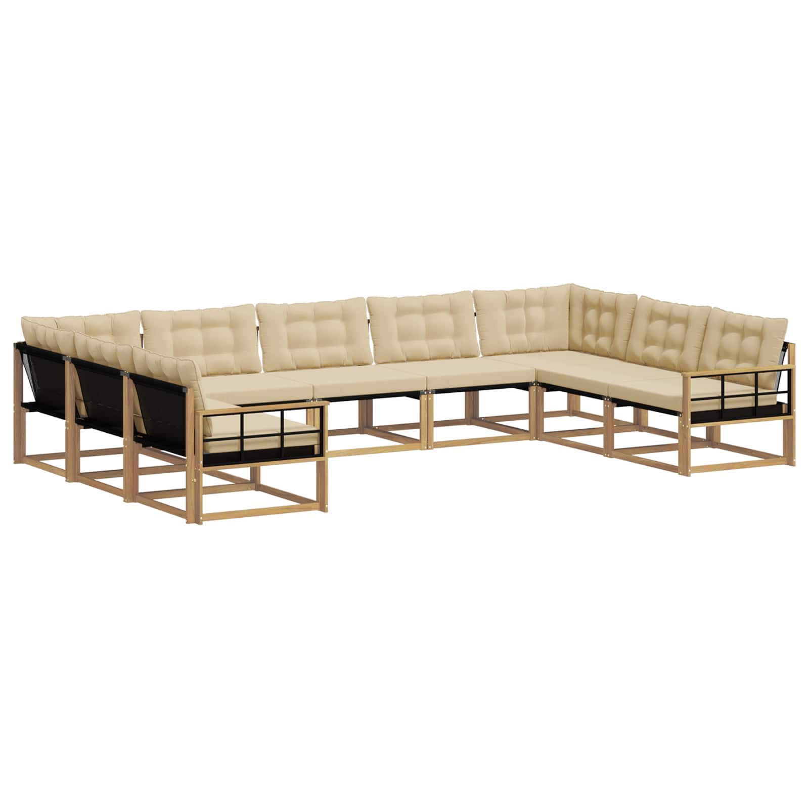 Set vanjskih sofa s jastukom 9 pcs Bijela i bež