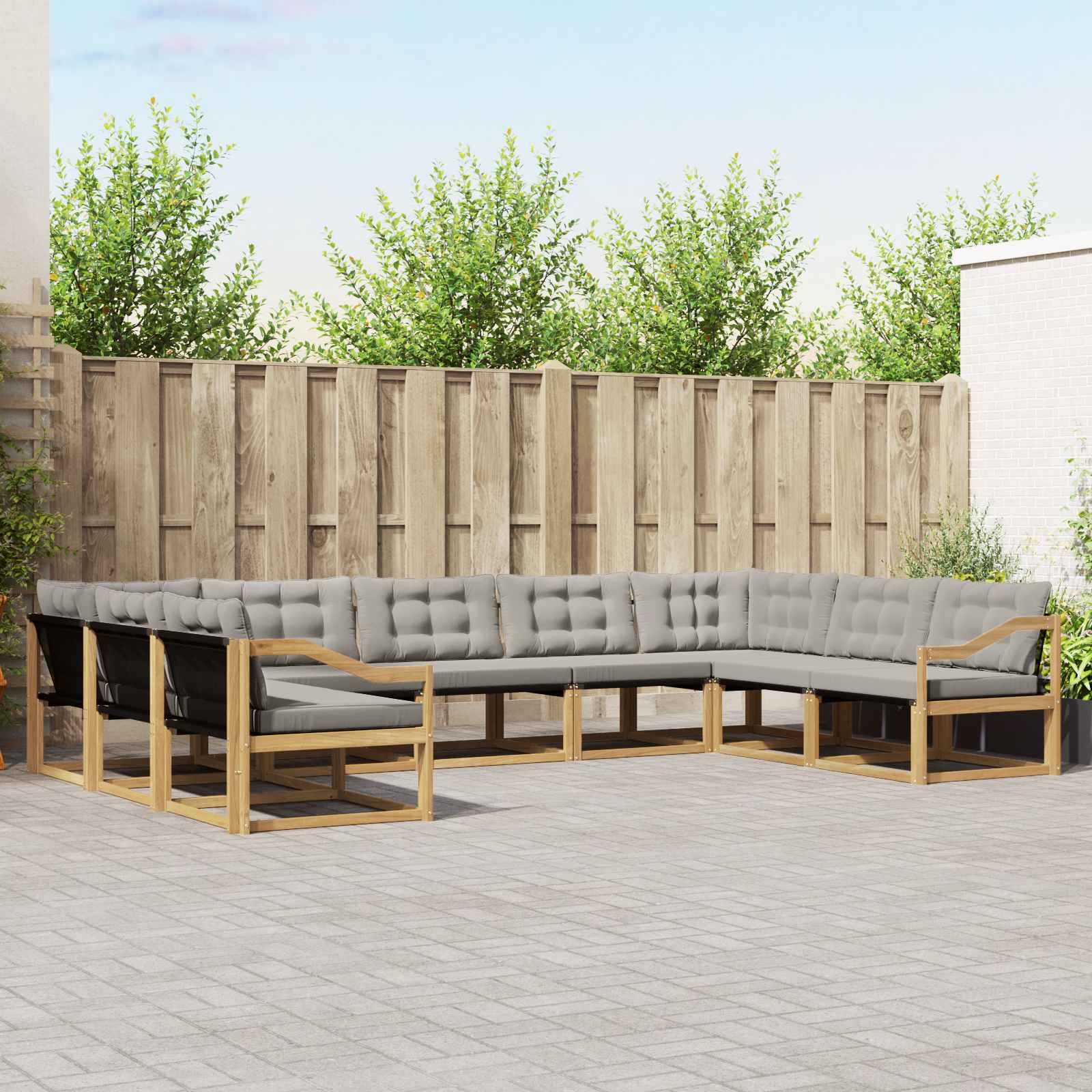Set vanjskih sofa s jastukom 9 pcs Bijela i svjetlosiva