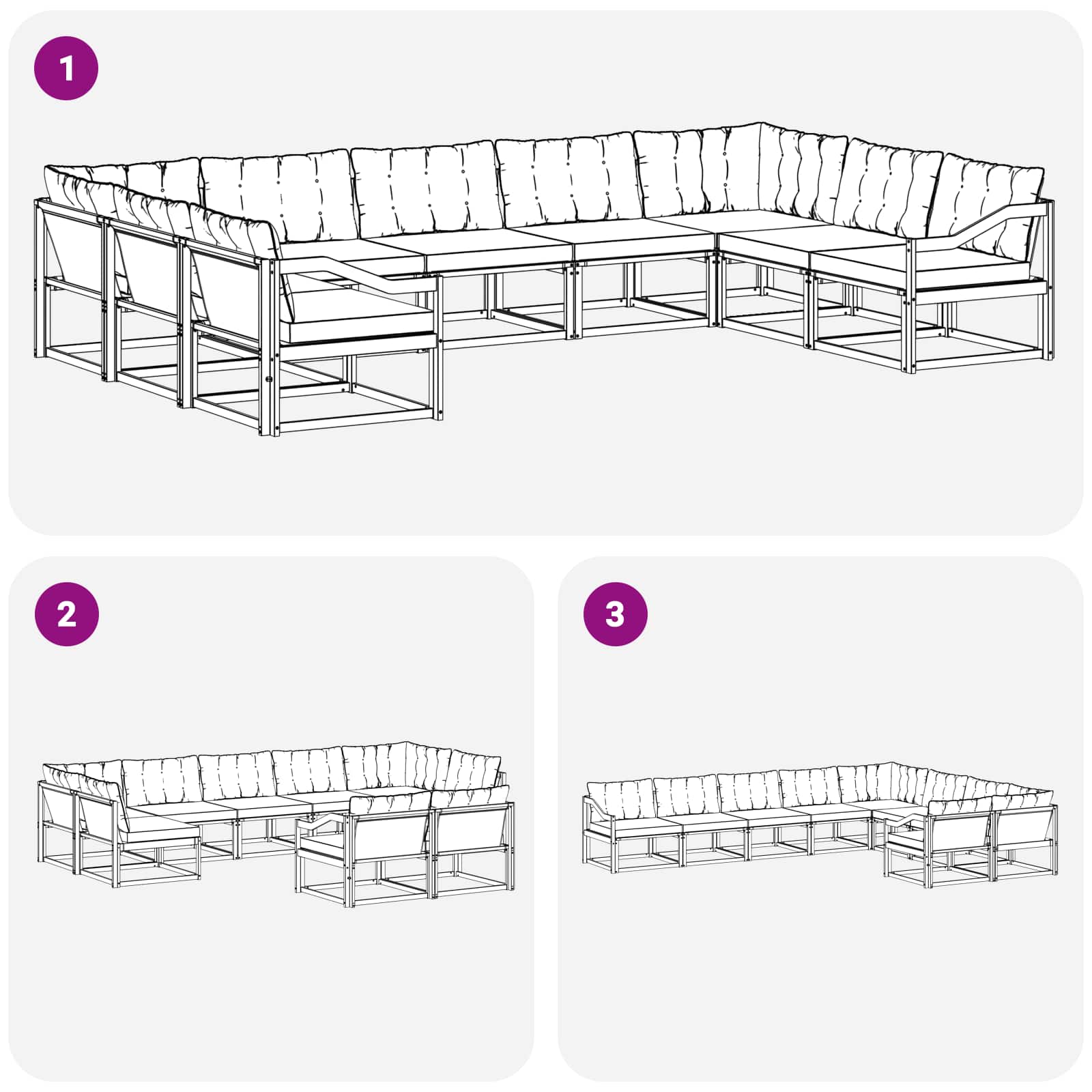 Set vanjskih sofa s jastukom 9 pcs Bijela i svjetlosiva