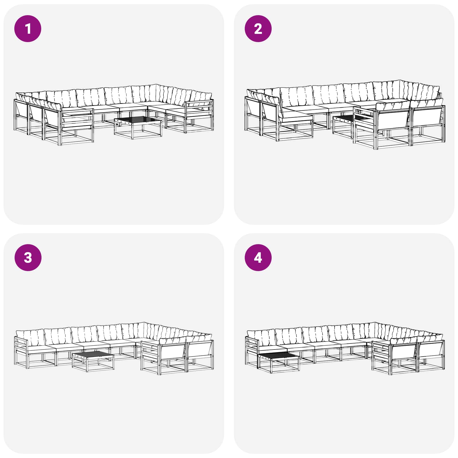 Set vanjskih sofa s jastukom 10 pcs Bijela i krem