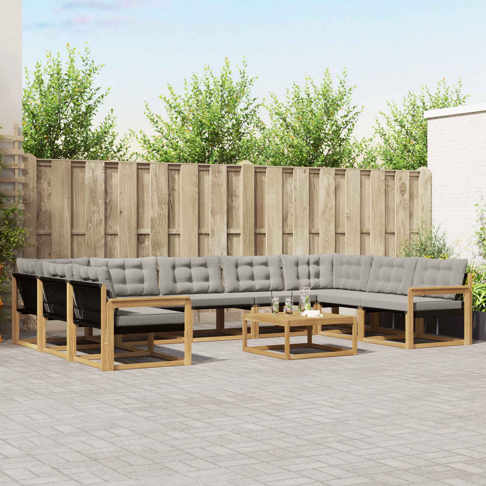 Set vanjskih sofa s jastukom 10 pcs Bijela i svjetlosiva