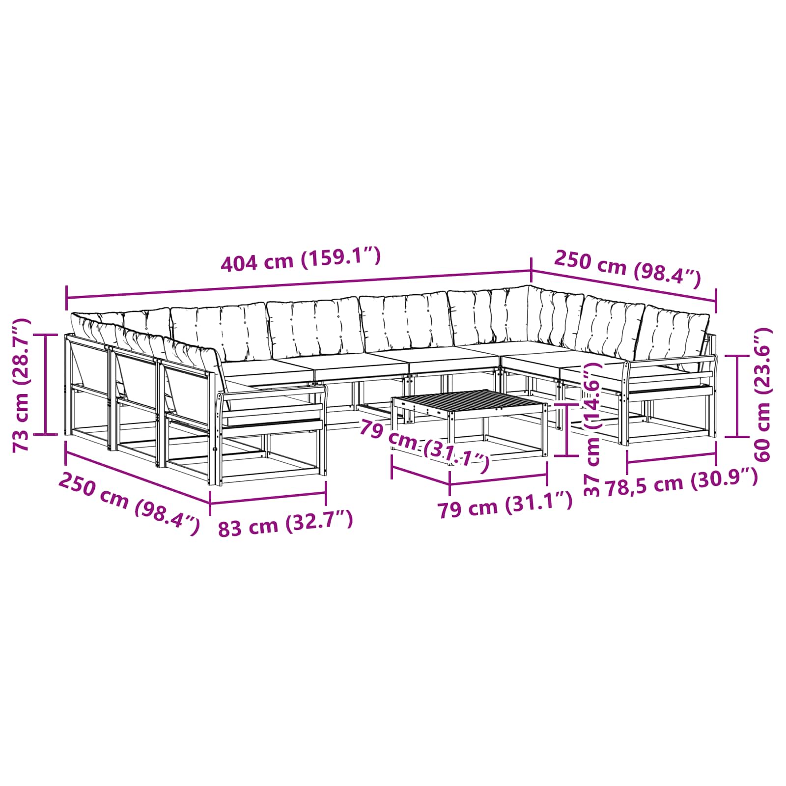 Set vanjskih sofa s jastukom 10 pcs Bijela i svjetlosiva
