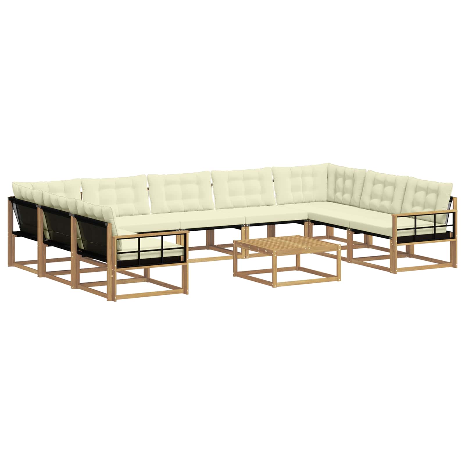 Set vanjskih sofa s jastukom 10 pcs Bijela i krem