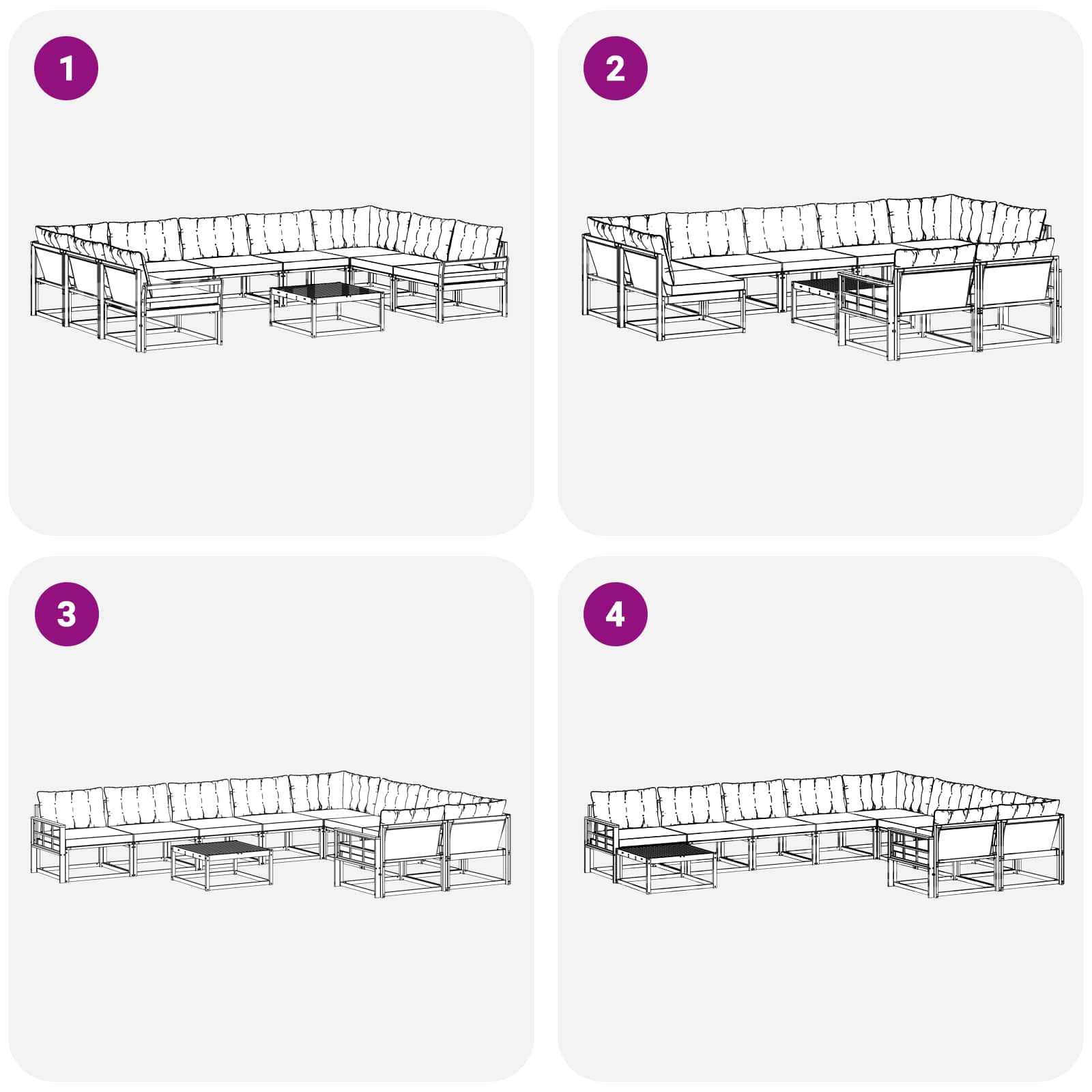 Set vanjskih sofa s jastukom 10 pcs Bijela i svjetlosiva