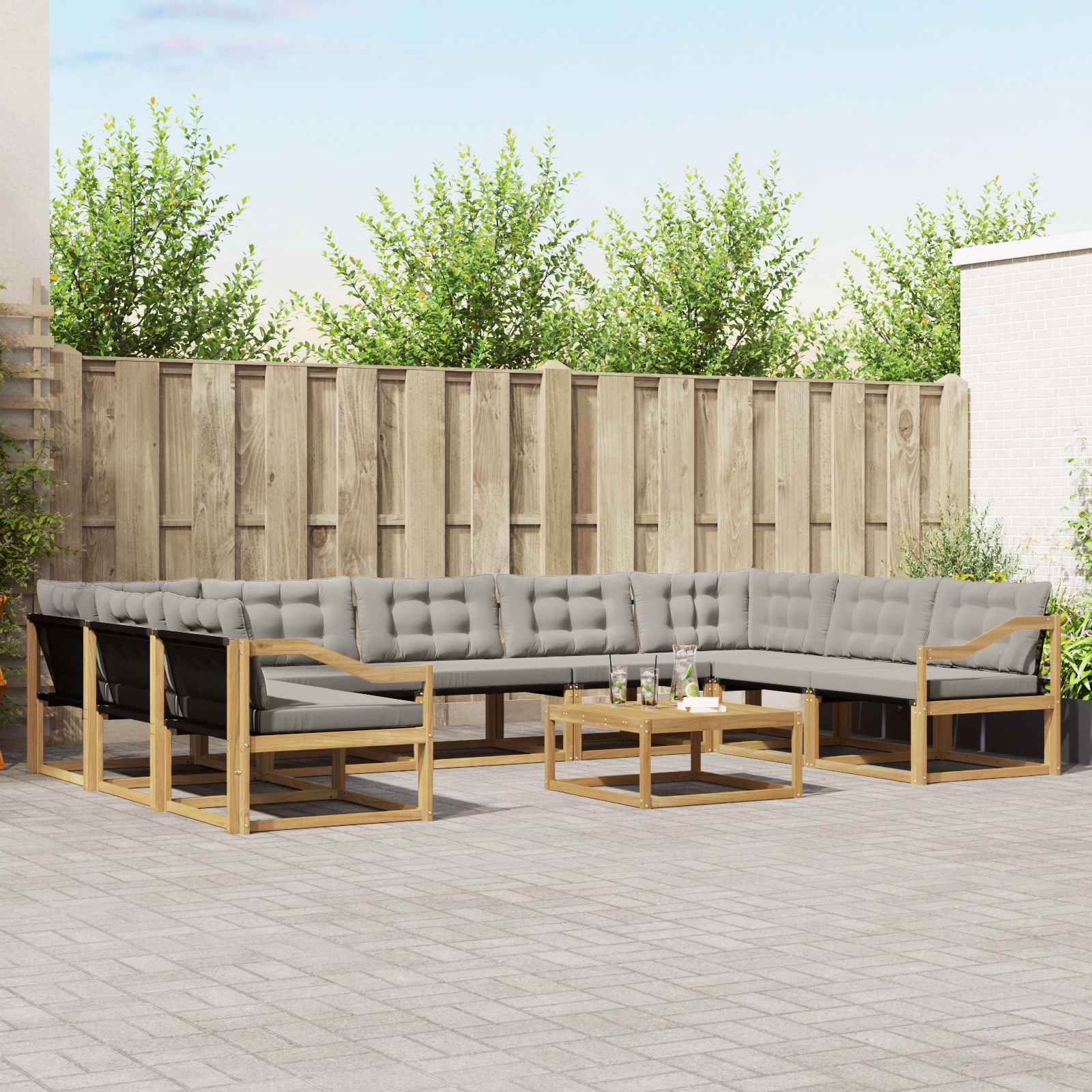 Set vanjskih sofa s jastukom 10 pcs Bijela i svjetlosiva