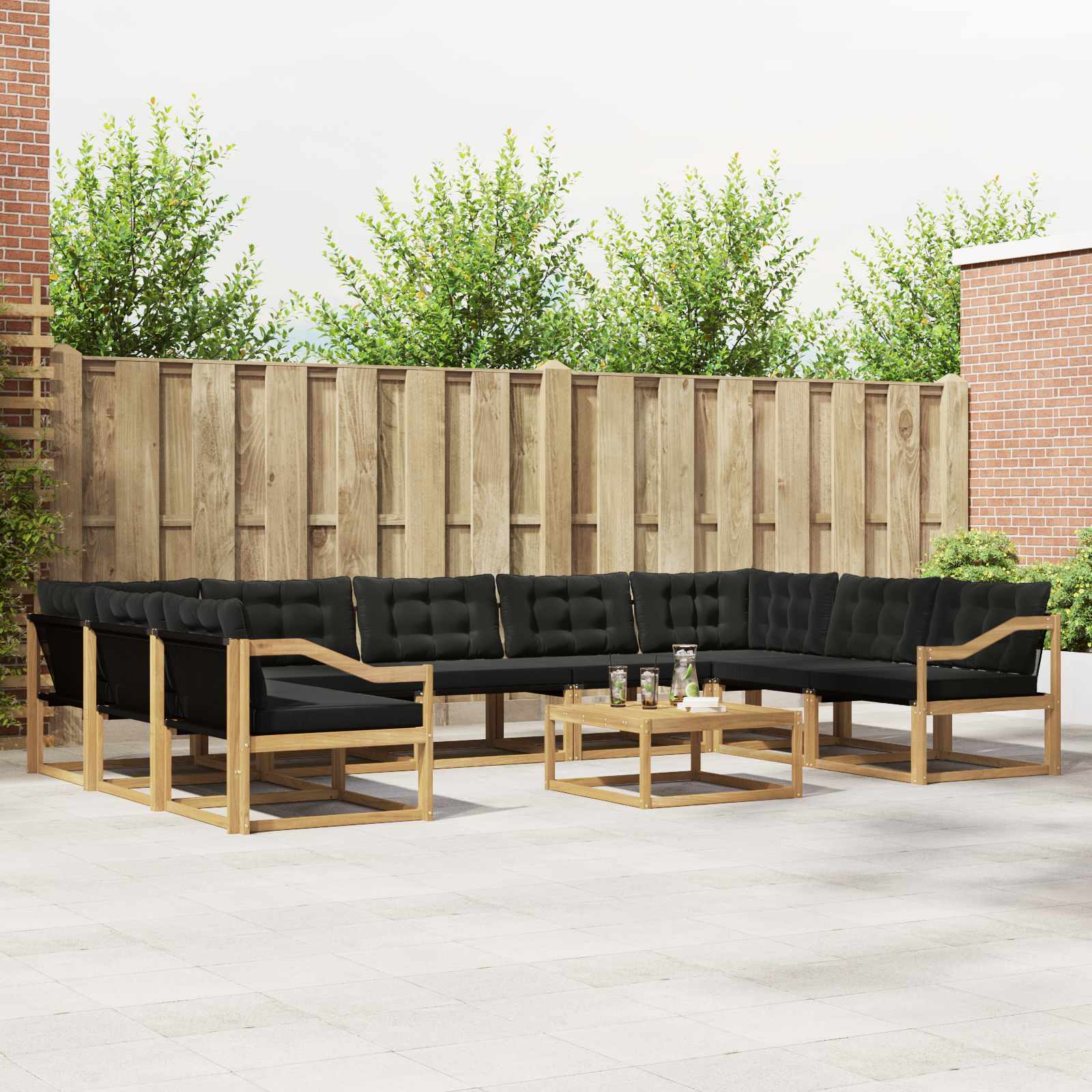 Set vanjskih sofa s jastukom 10 pcs Bijela i crna