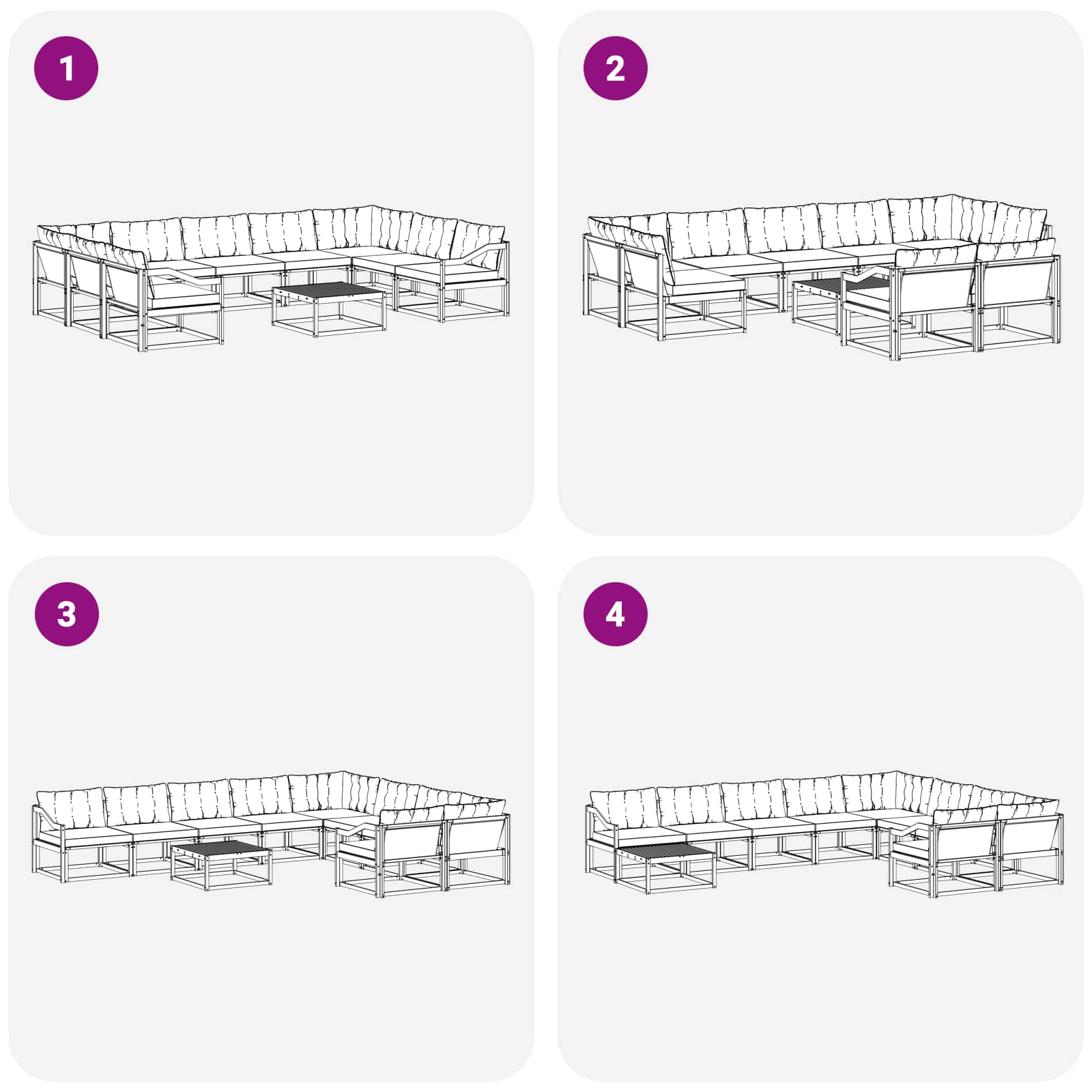 Set vanjskih sofa s jastukom 10 pcs Bijela i crna