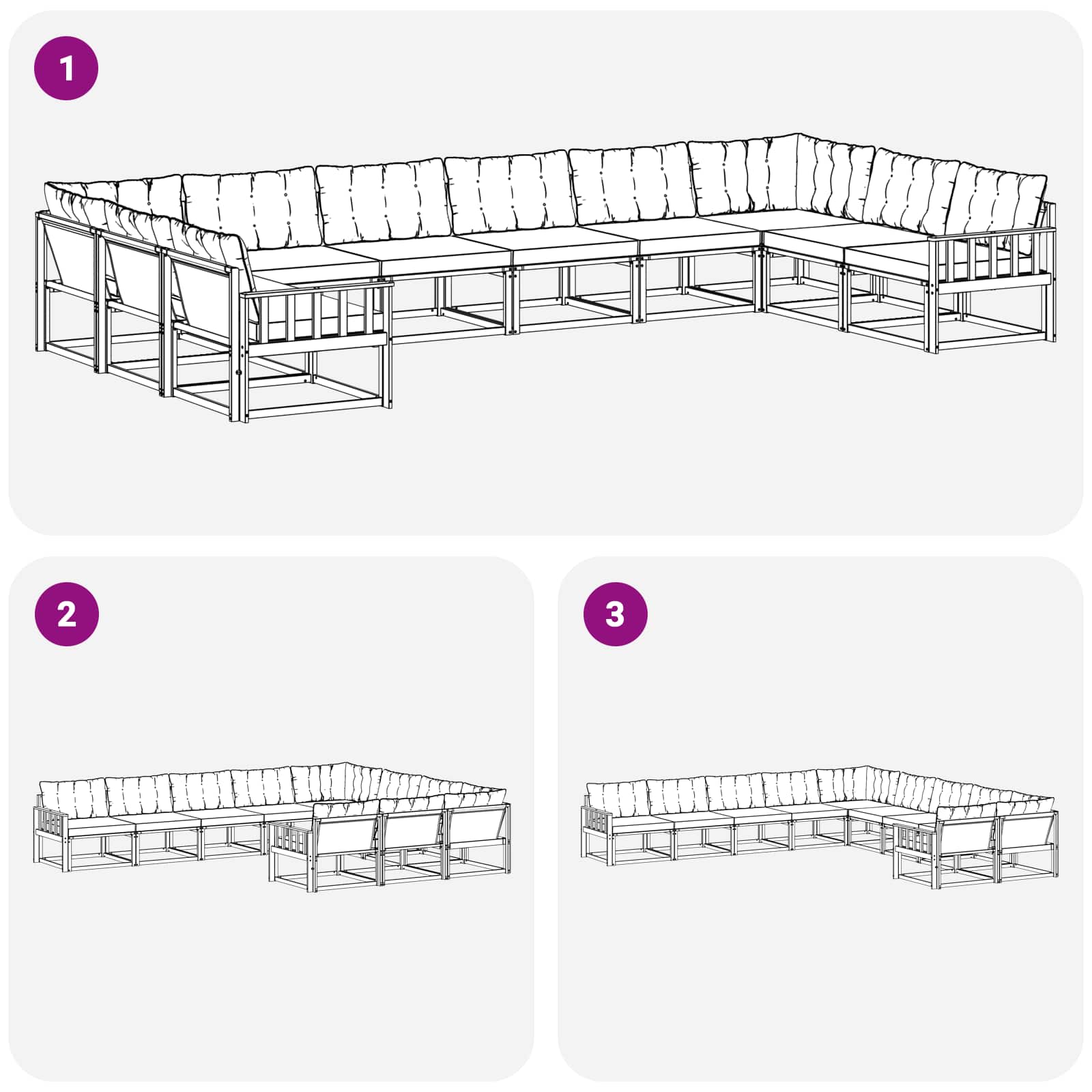 Set vanjskih sofa s jastukom 10 pcs Bijela i svjetlosiva
