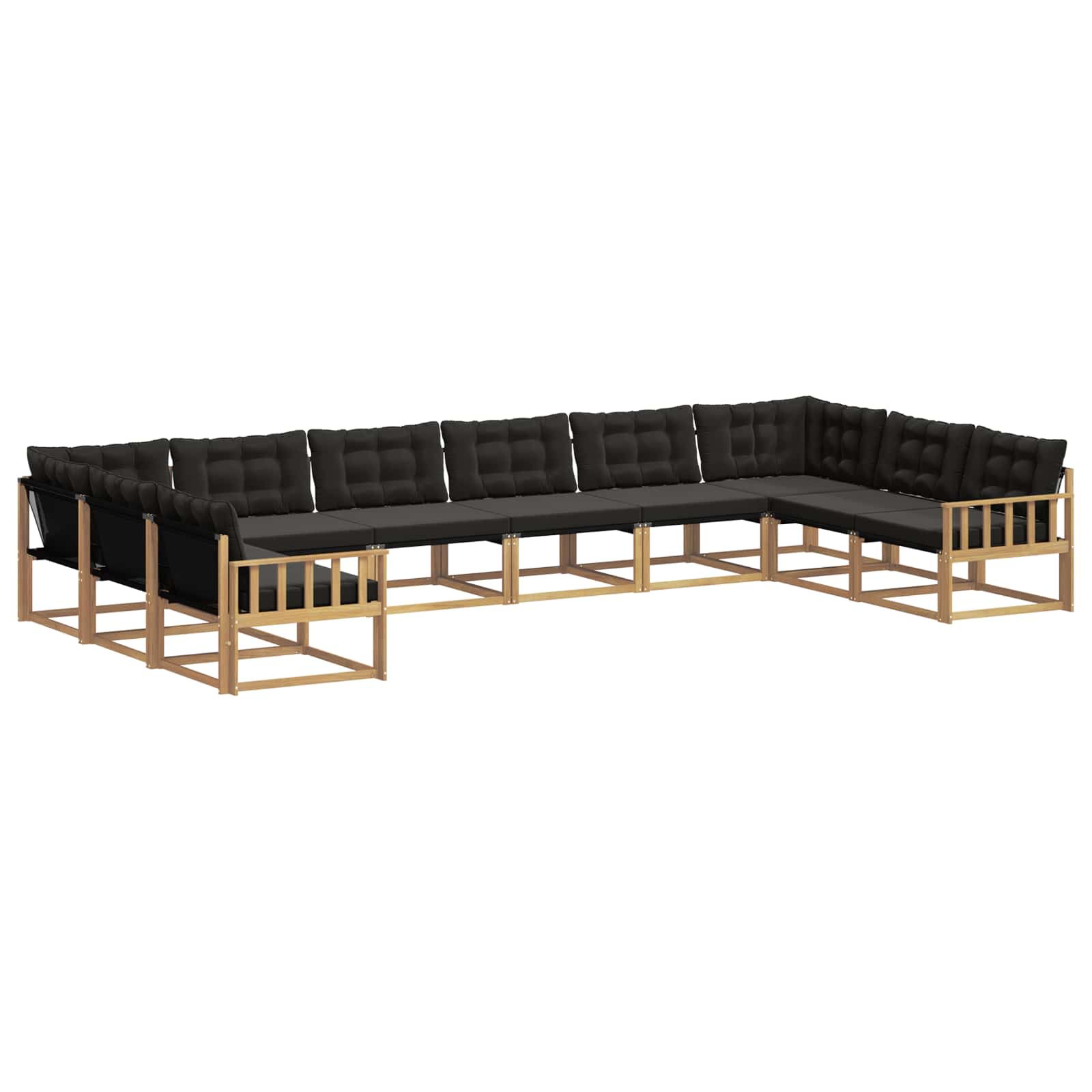 Set vanjskih sofa s jastukom 10 pcs Bijela i crna