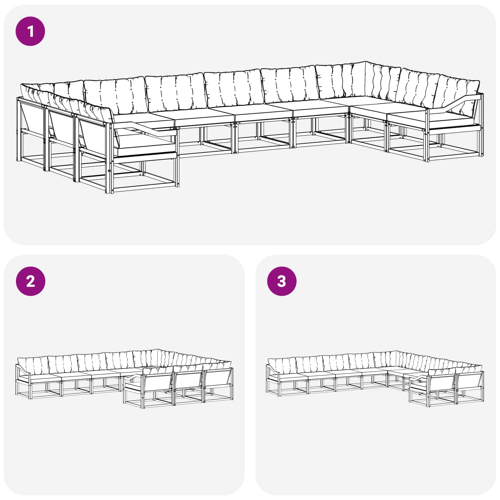 Set vanjskih sofa s jastukom 10 pcs Bijela i crna