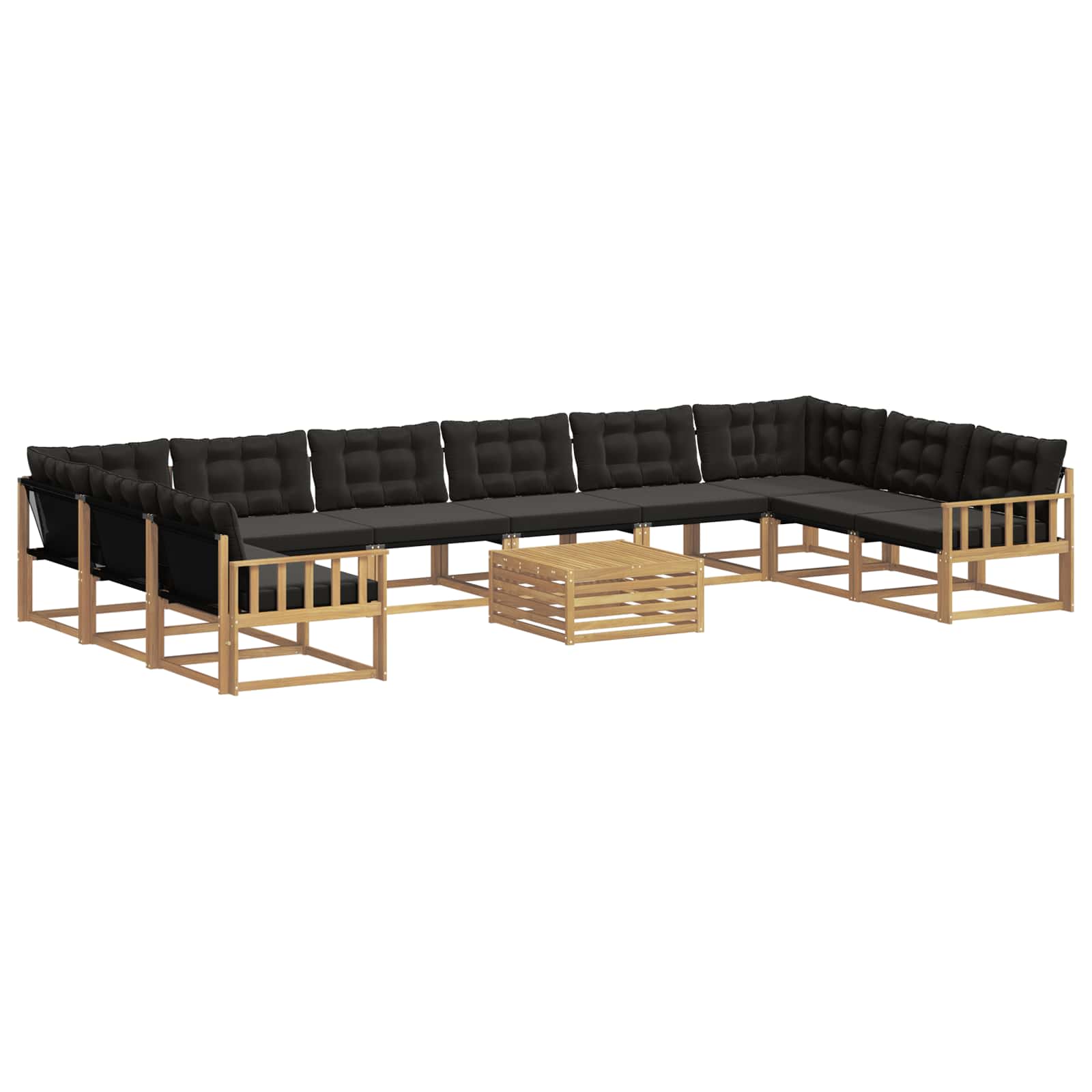 Set vanjskih sofa s jastukom 11 pcs Bijela i crna