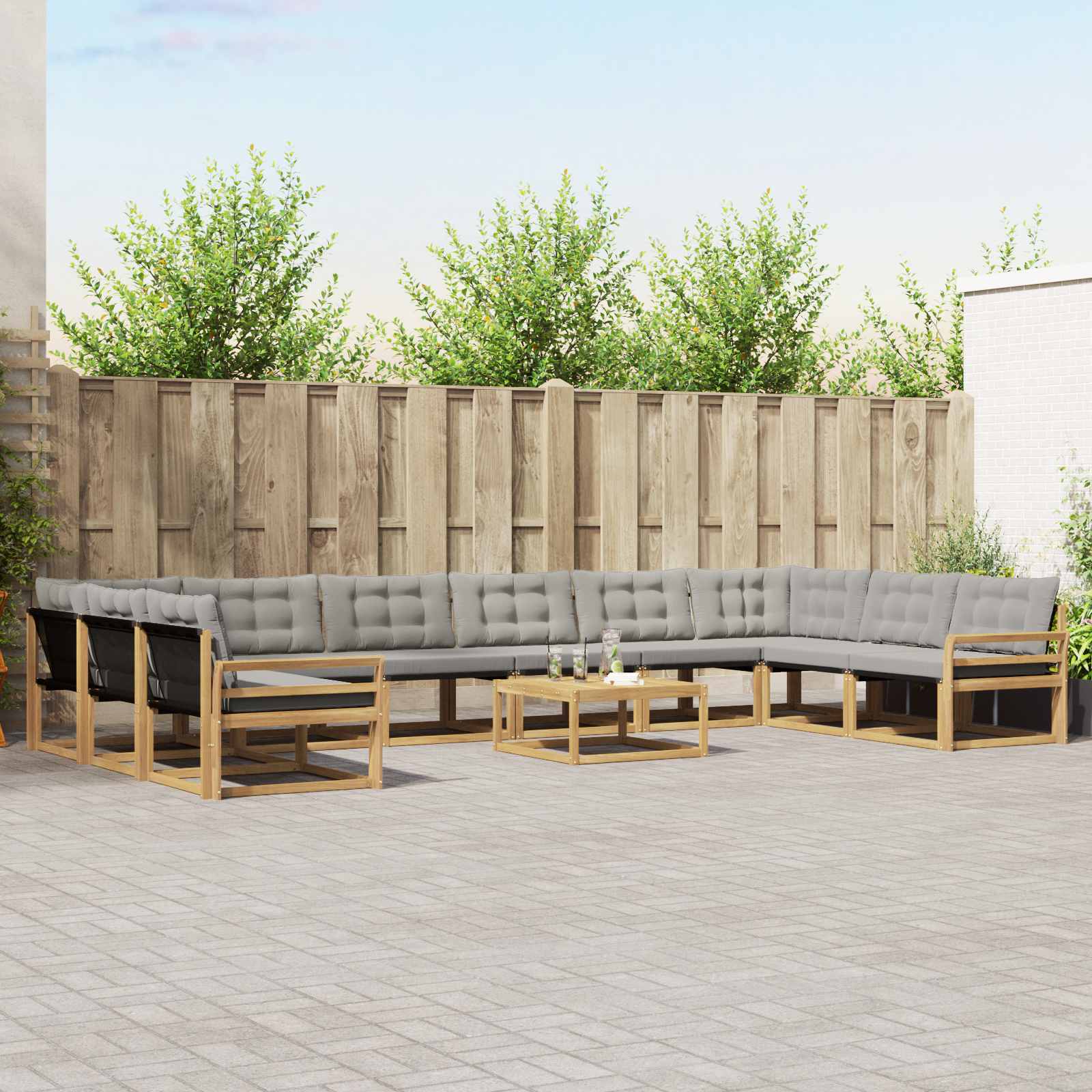 Set vanjskih sofa s jastukom 11 pcs Bijela i svjetlosiva