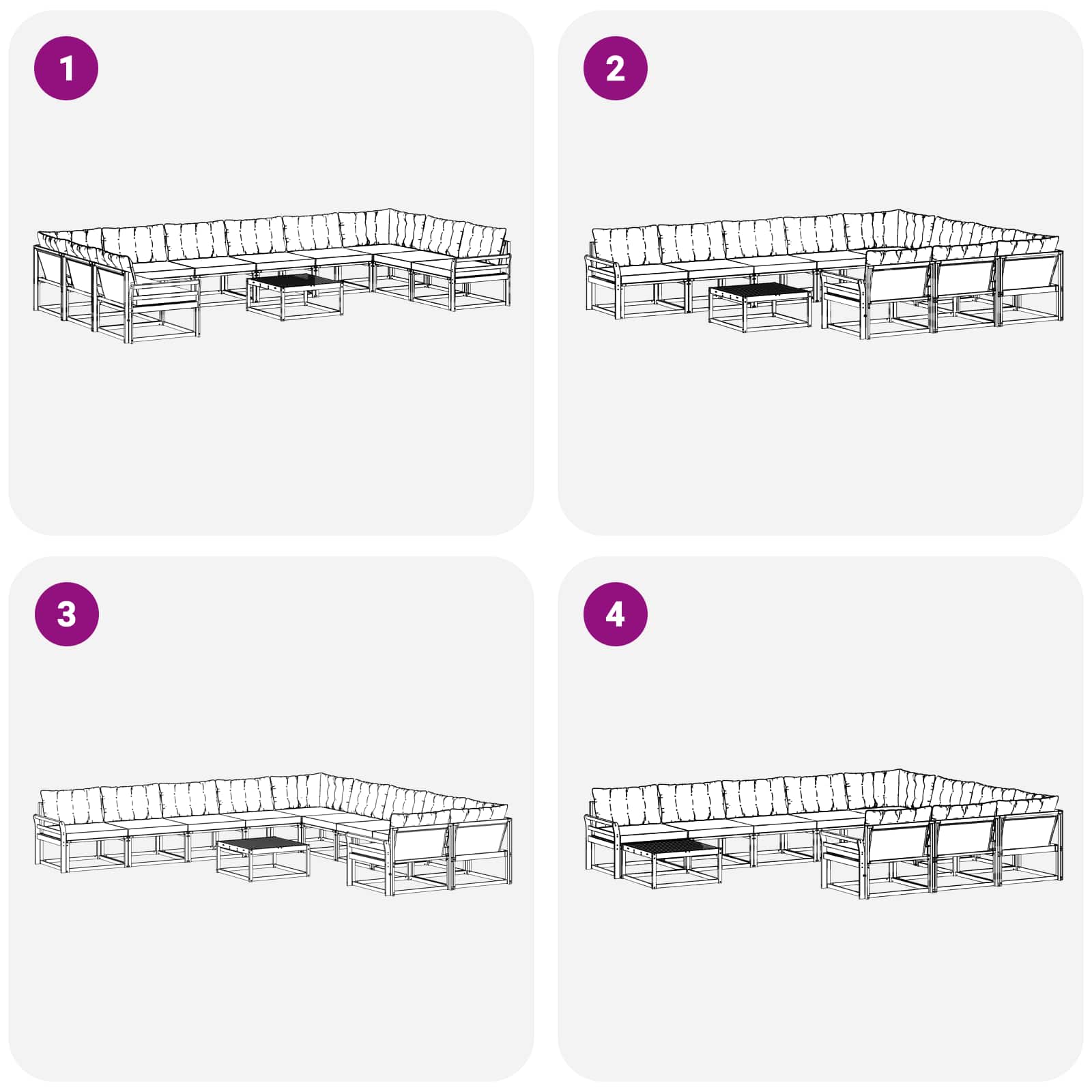 Set vanjskih sofa s jastukom 11 pcs Bijela i crna