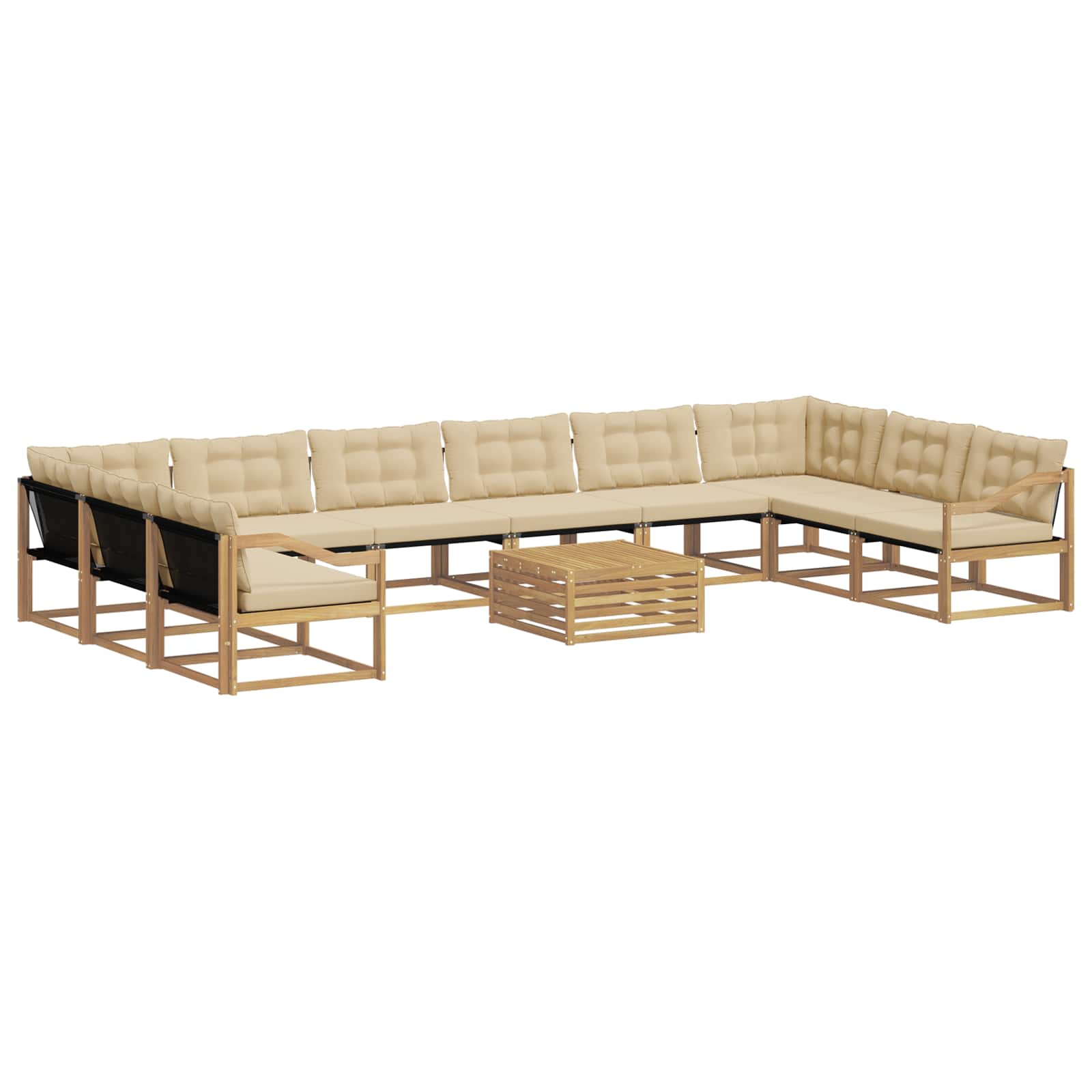 Set vanjskih sofa s jastukom 11 pcs Bijela i bež