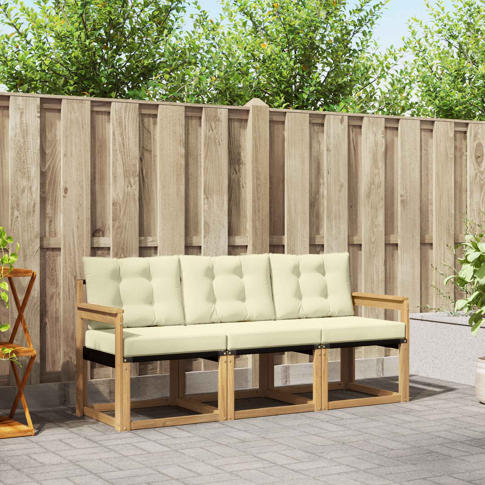 Set vanjskih sofa s jastukom 3 pcs Bijela i krem