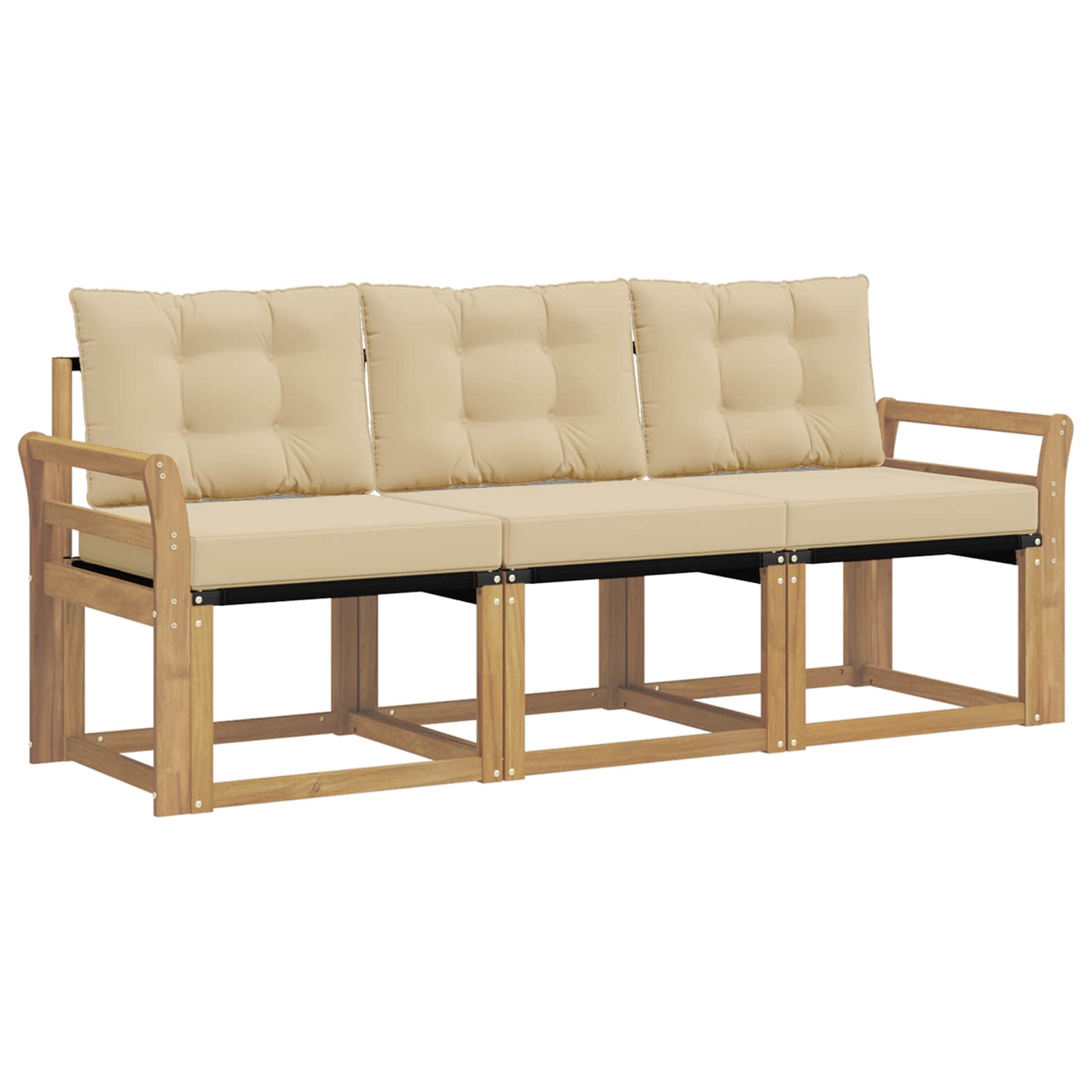 Set vanjskih sofa s jastukom 3 pcs Bijela i bež