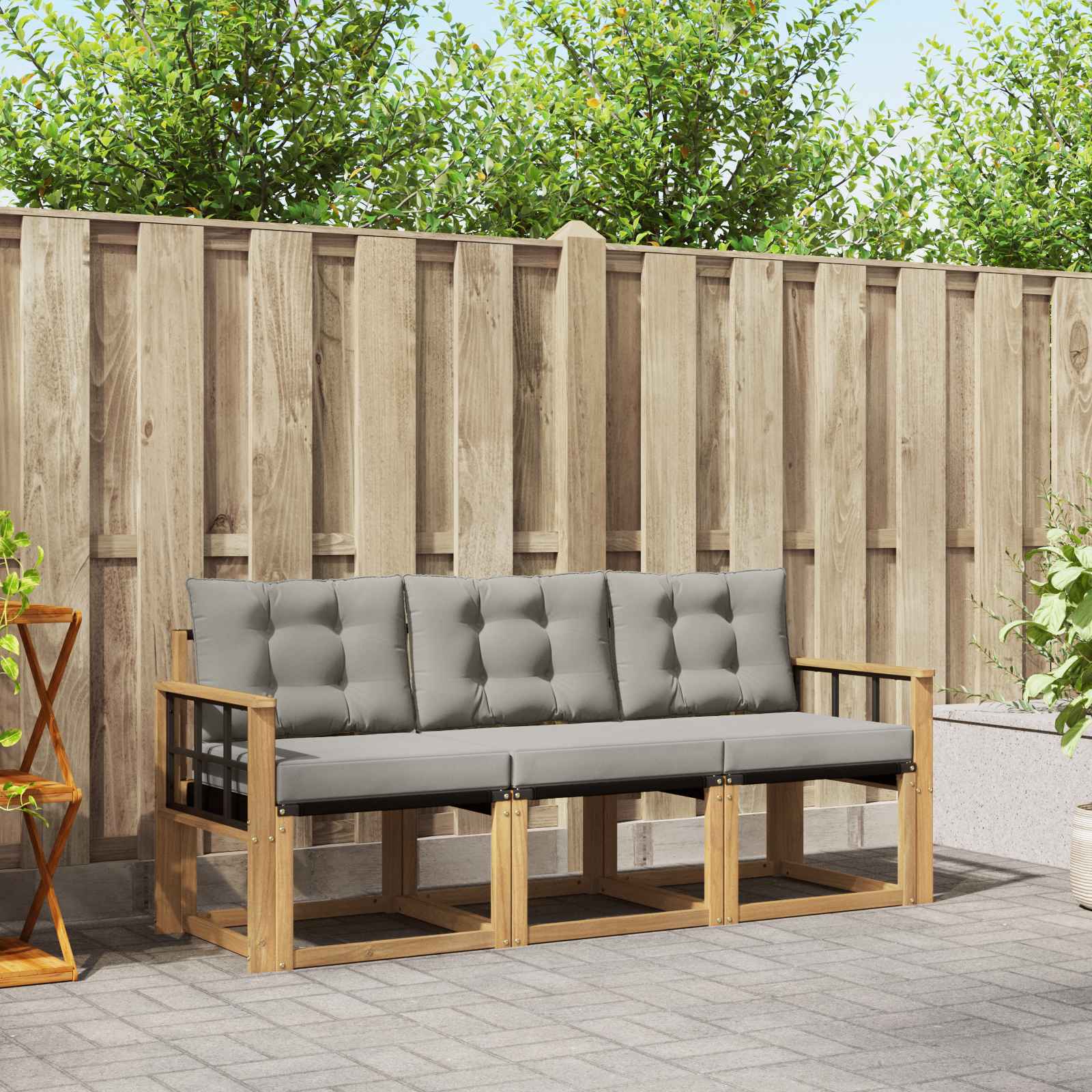 Set vanjskih sofa s jastukom 3 pcs Bijela i svjetlosiva