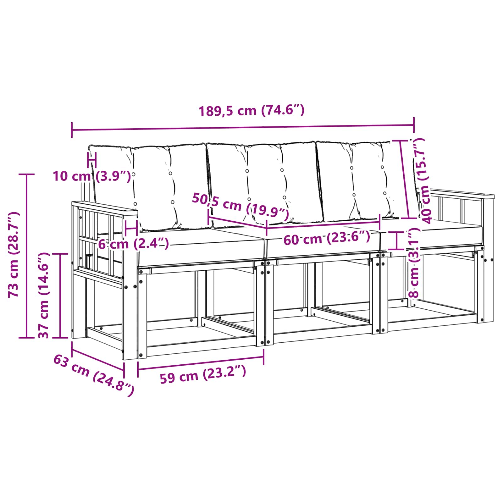 Set vanjskih sofa s jastukom 3 pcs Bijela i svjetlosiva