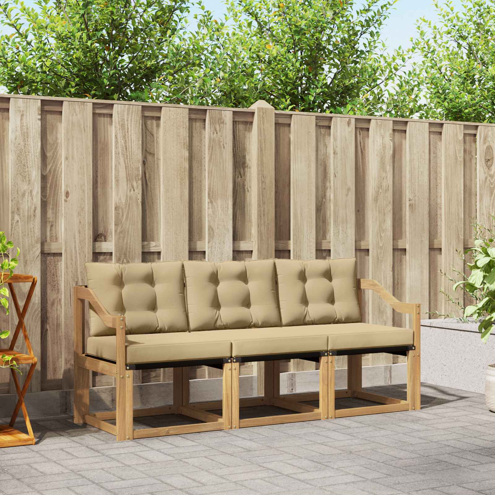 Set vanjskih sofa s jastukom 3 pcs Bijela i bež