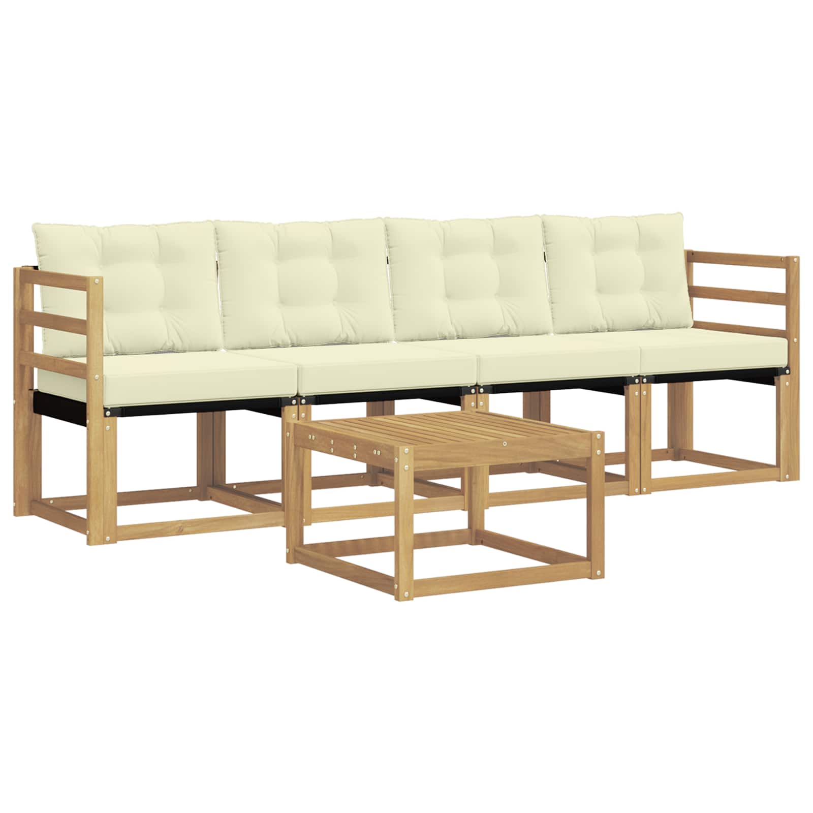 Set vanjskih sofa 5 pcs Čvrsto drvo akacije i Textilene