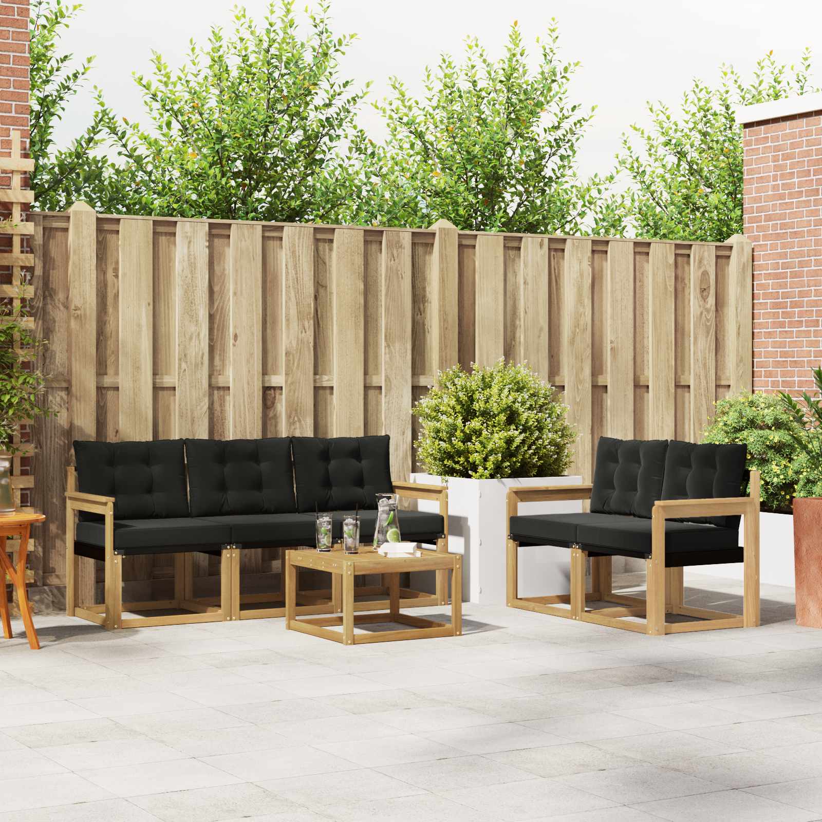 Set vanjskih sofa s jastukom 6 pcs Bijela i crna