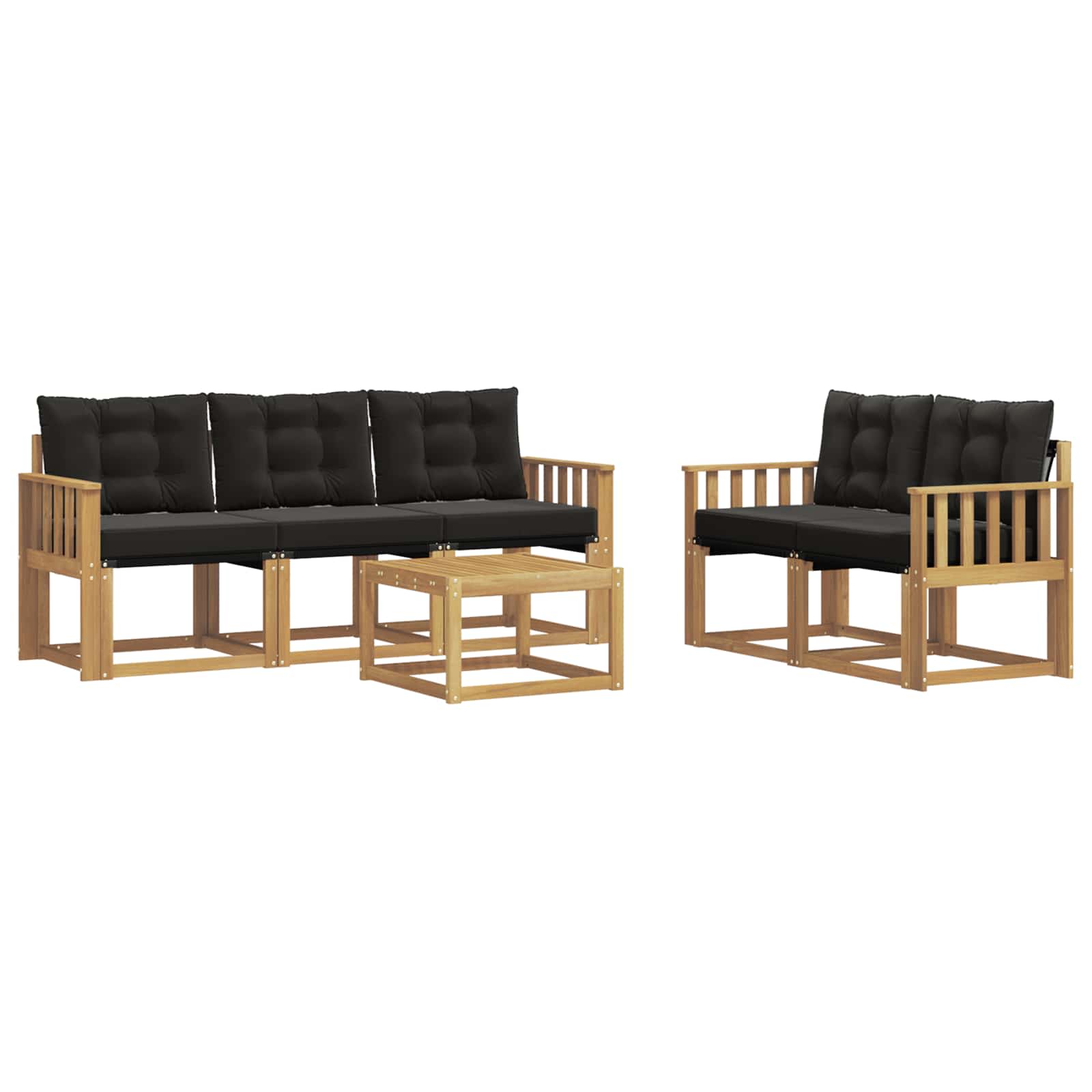 Set vanjskih sofa s jastukom 6 pcs Bijela i crna