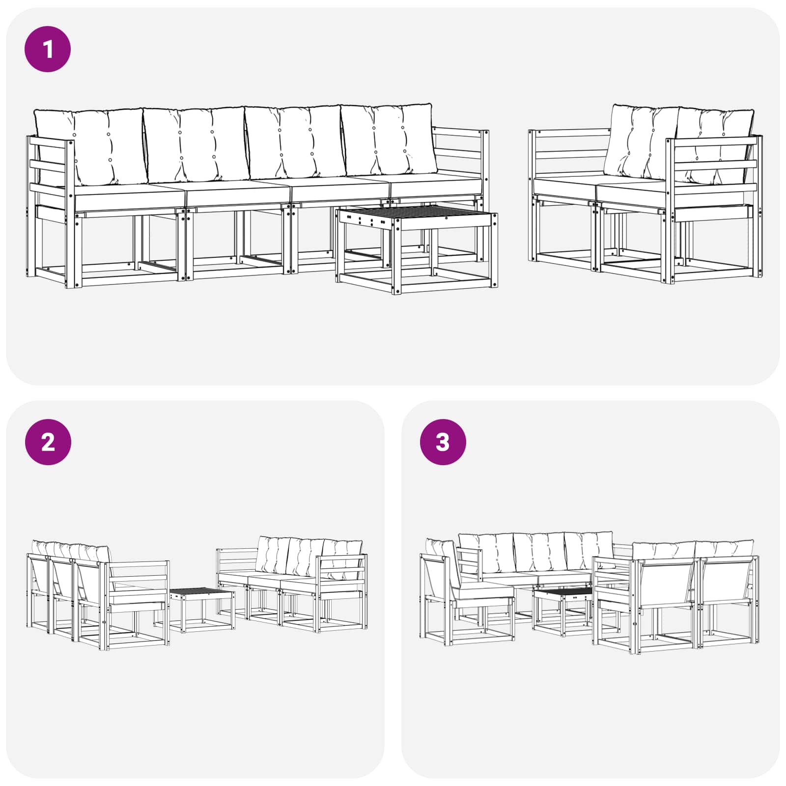Set vanjskih sofa 7 pcs Čvrsto drvo akacije i Textilene