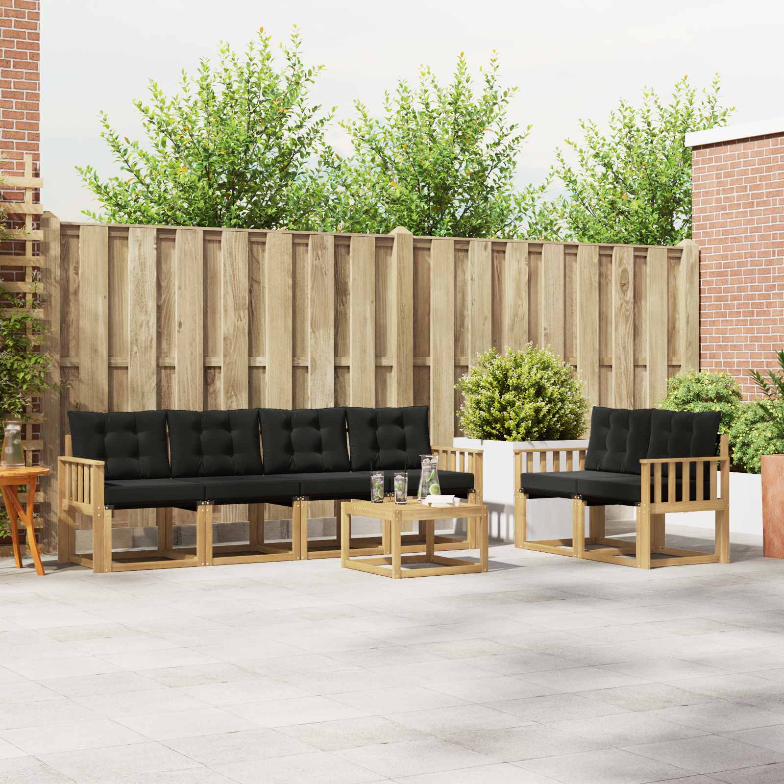 Set vanjskih sofa s jastukom 7 pcs Bijela i crna