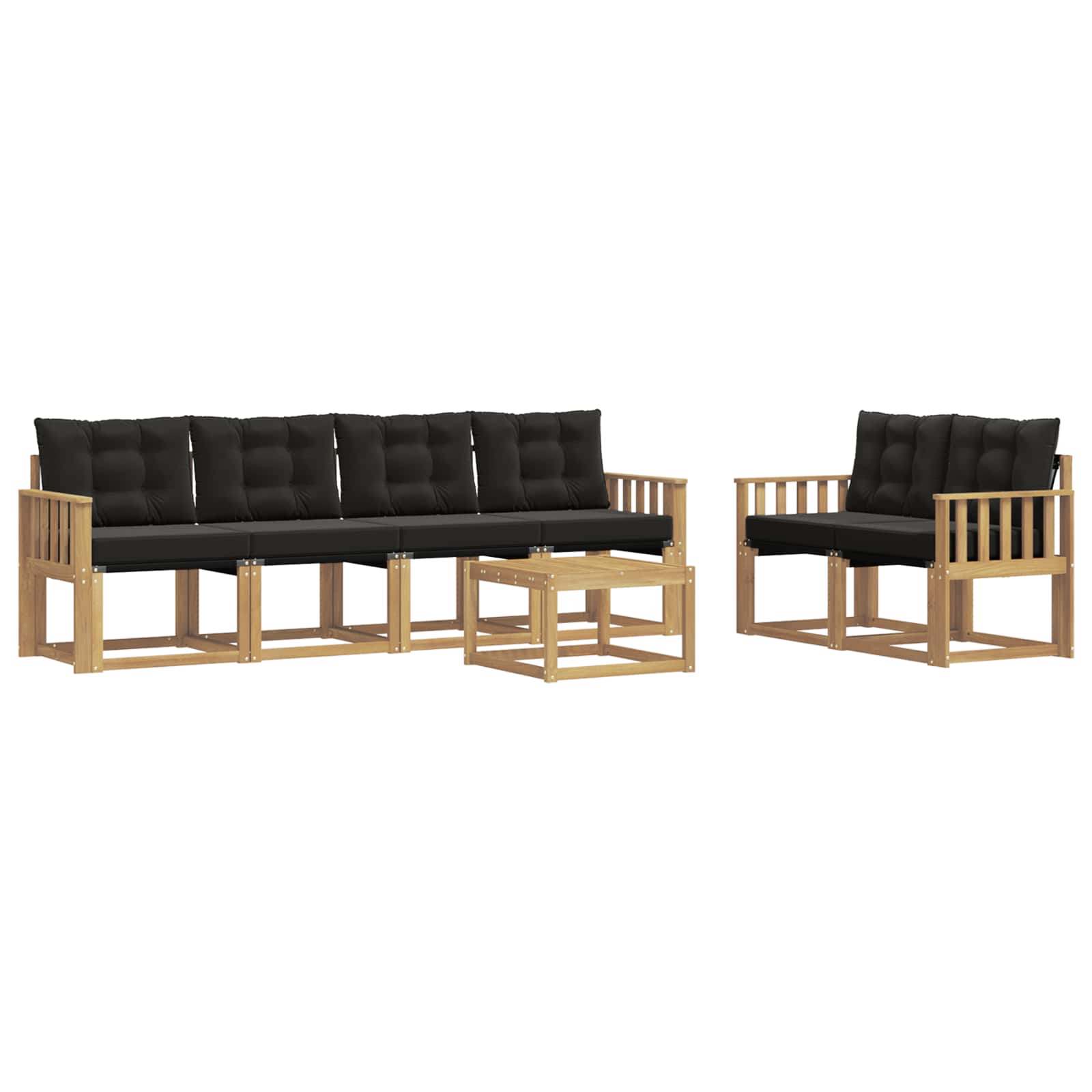 Set vanjskih sofa s jastukom 7 pcs Bijela i crna