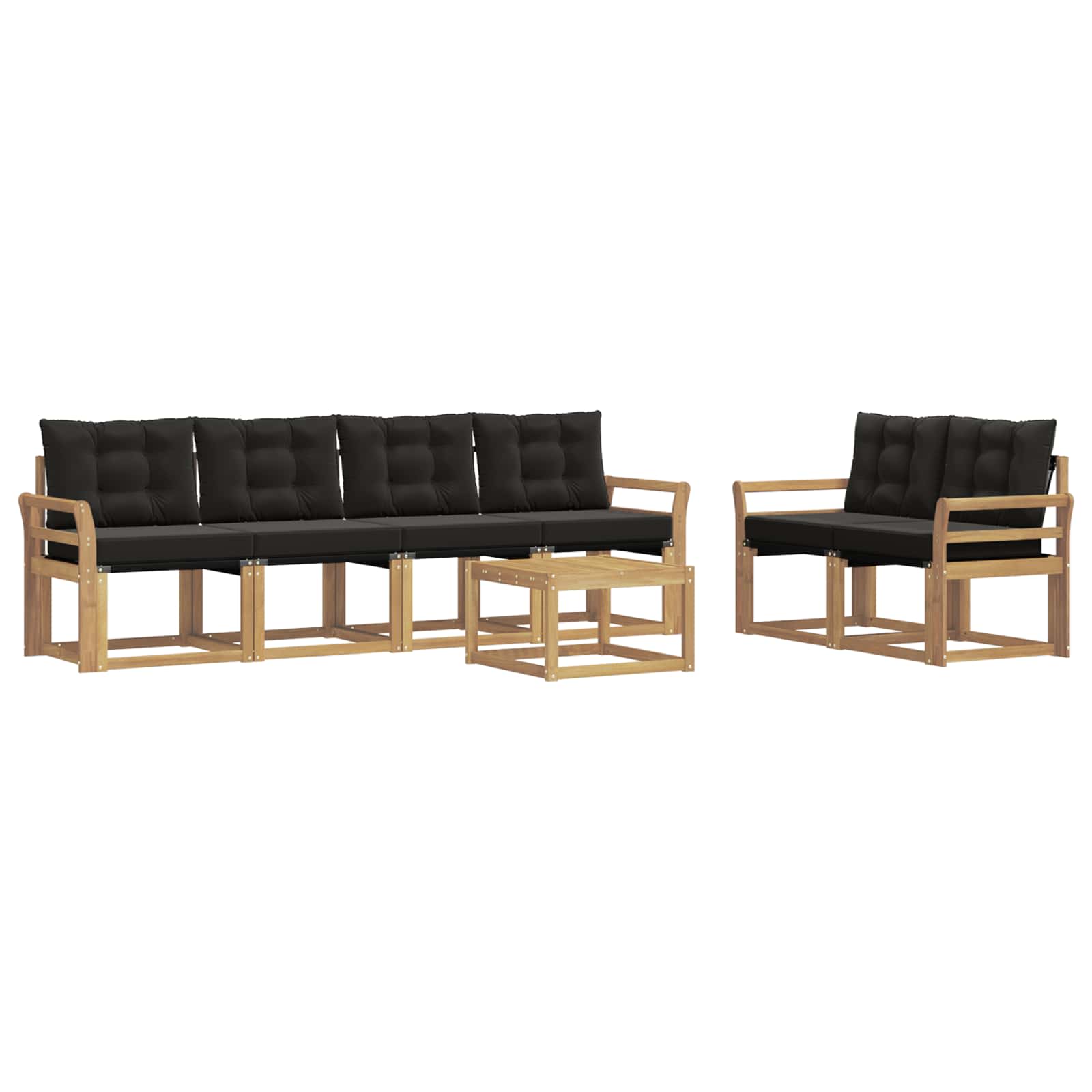 Set vanjskih sofa s jastukom 7 pcs Bijela i crna