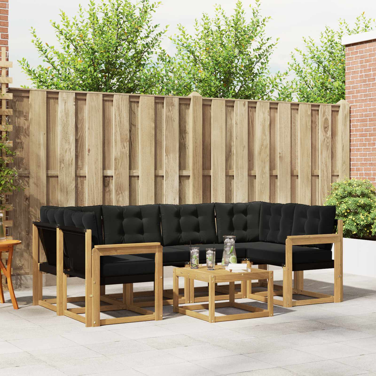 Set vanjskih sofa s jastukom 7 pcs Bijela i crna