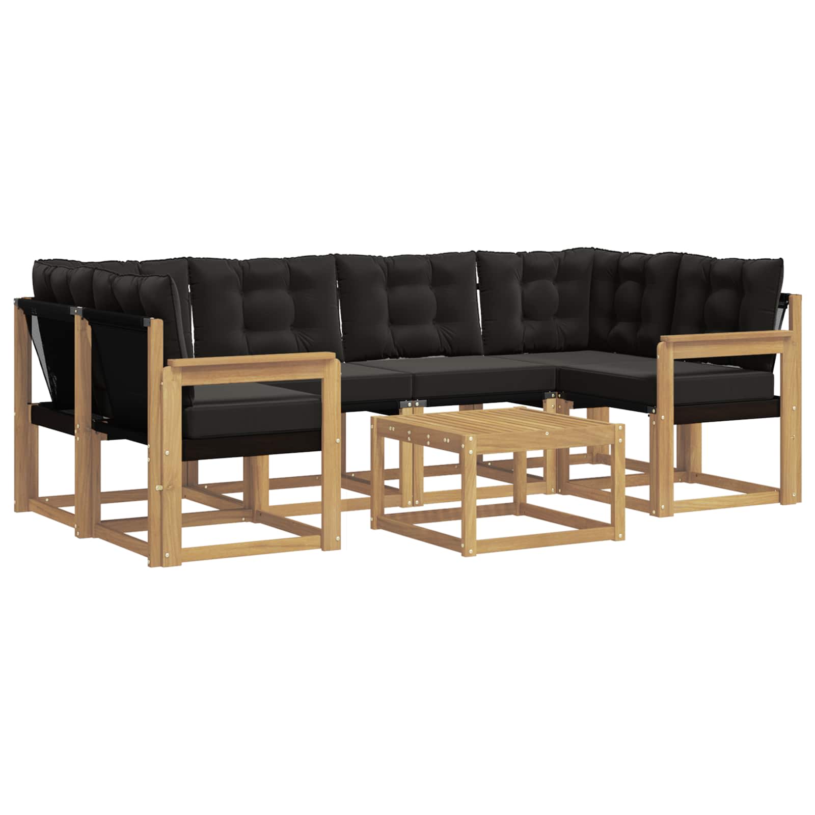 Set vanjskih sofa s jastukom 7 pcs Bijela i crna