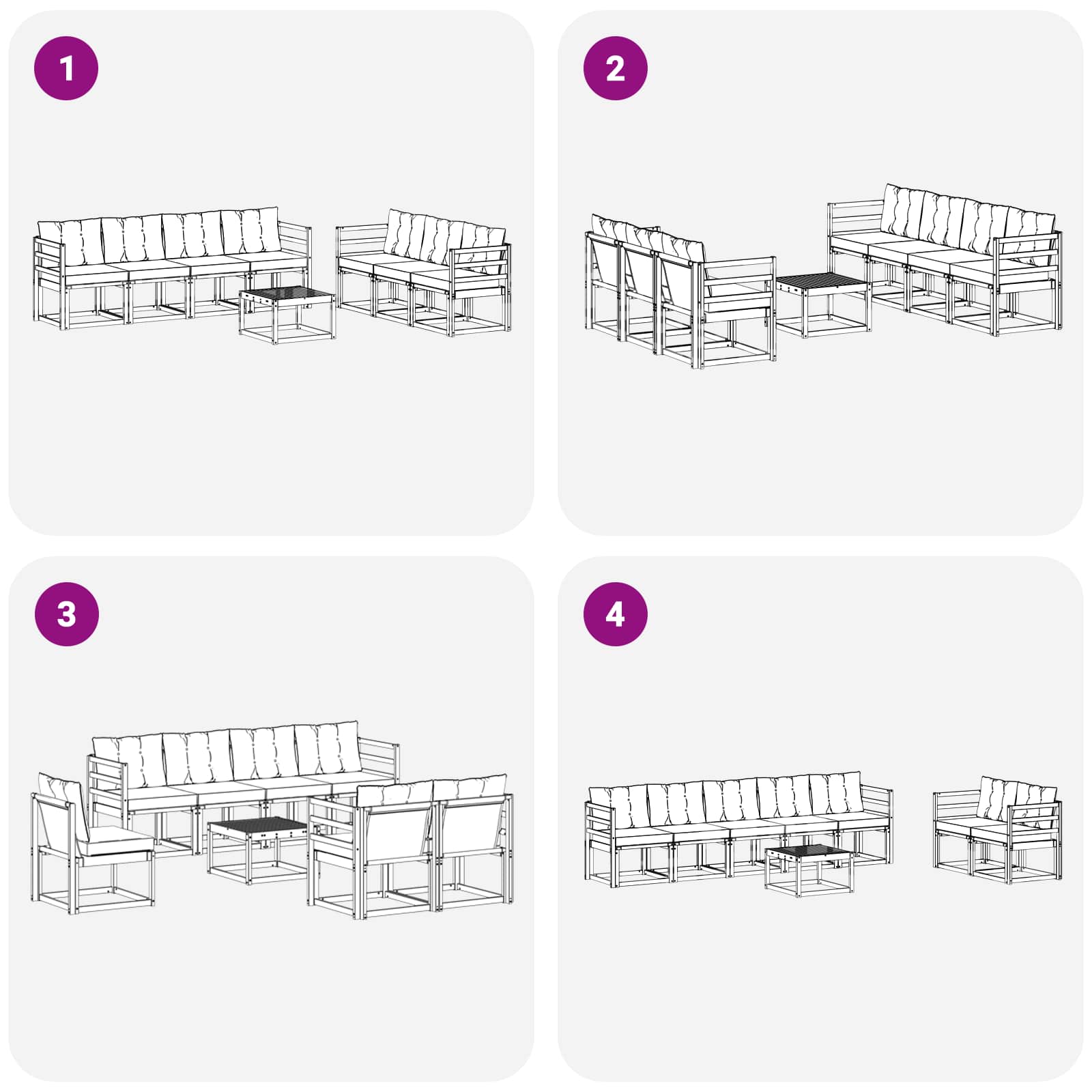 Set vanjskih sofa s jastukom 8 pcs Bijela i krem